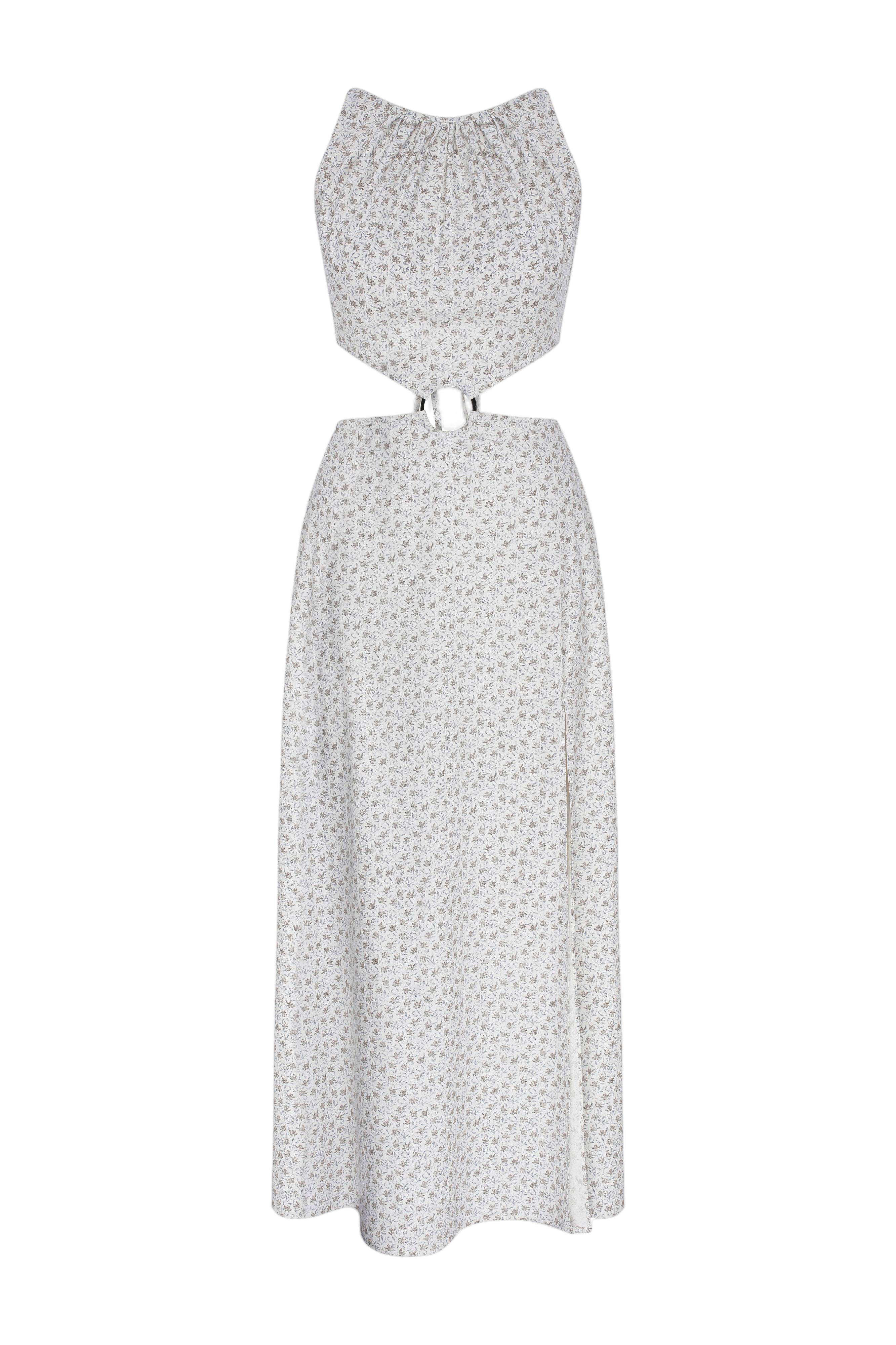 Nazli Ceren Eloise Ring Embellished Cotton Dress In White