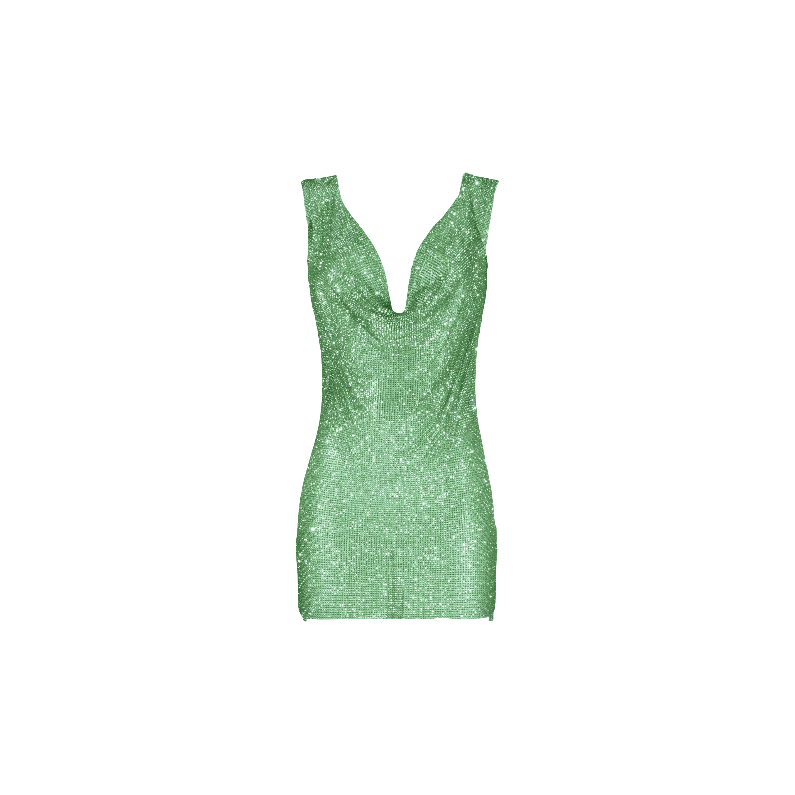 Daniele Morena Apple Green Crystals Draped Dress