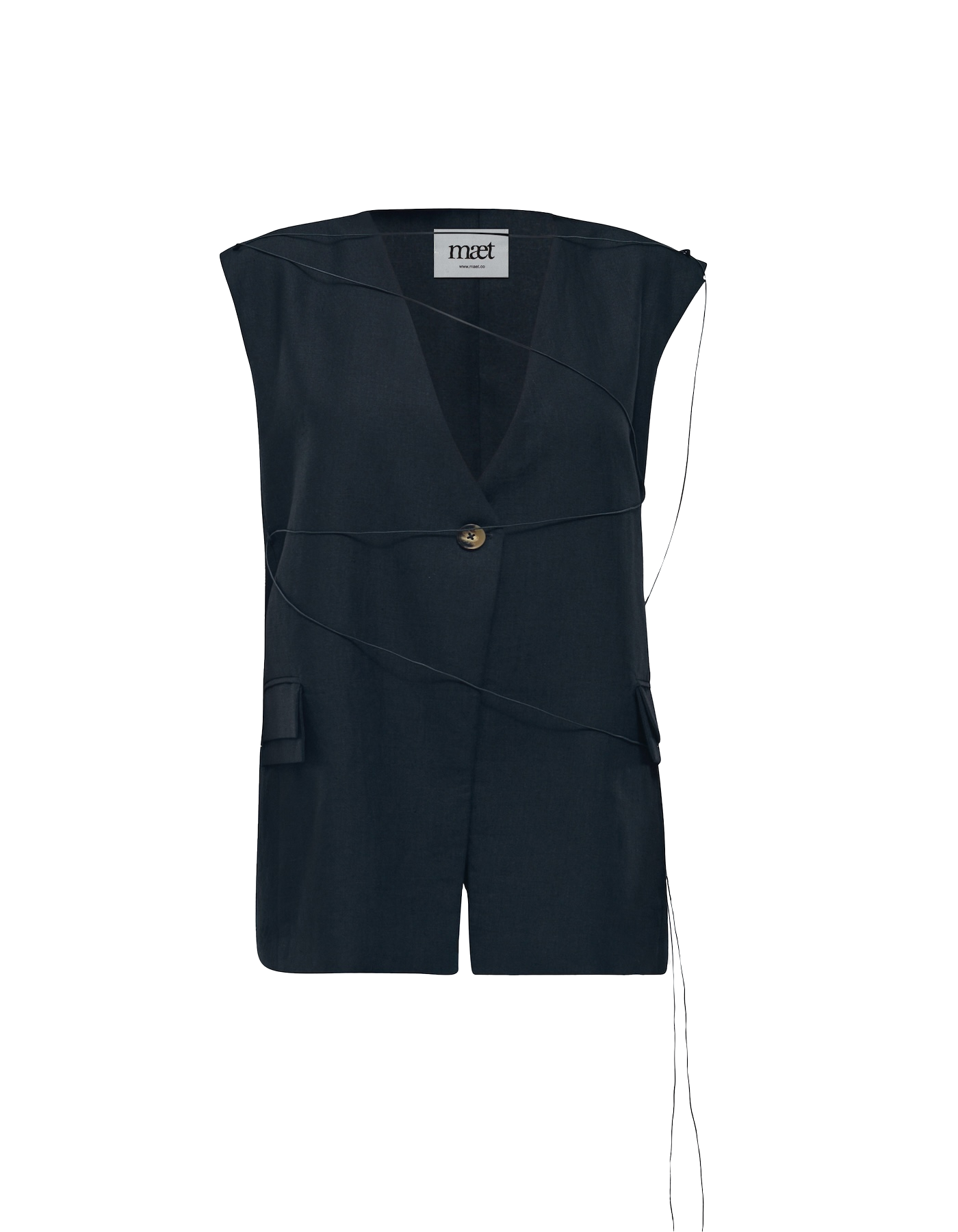 Shop Maet Meilani Black Linen Vest