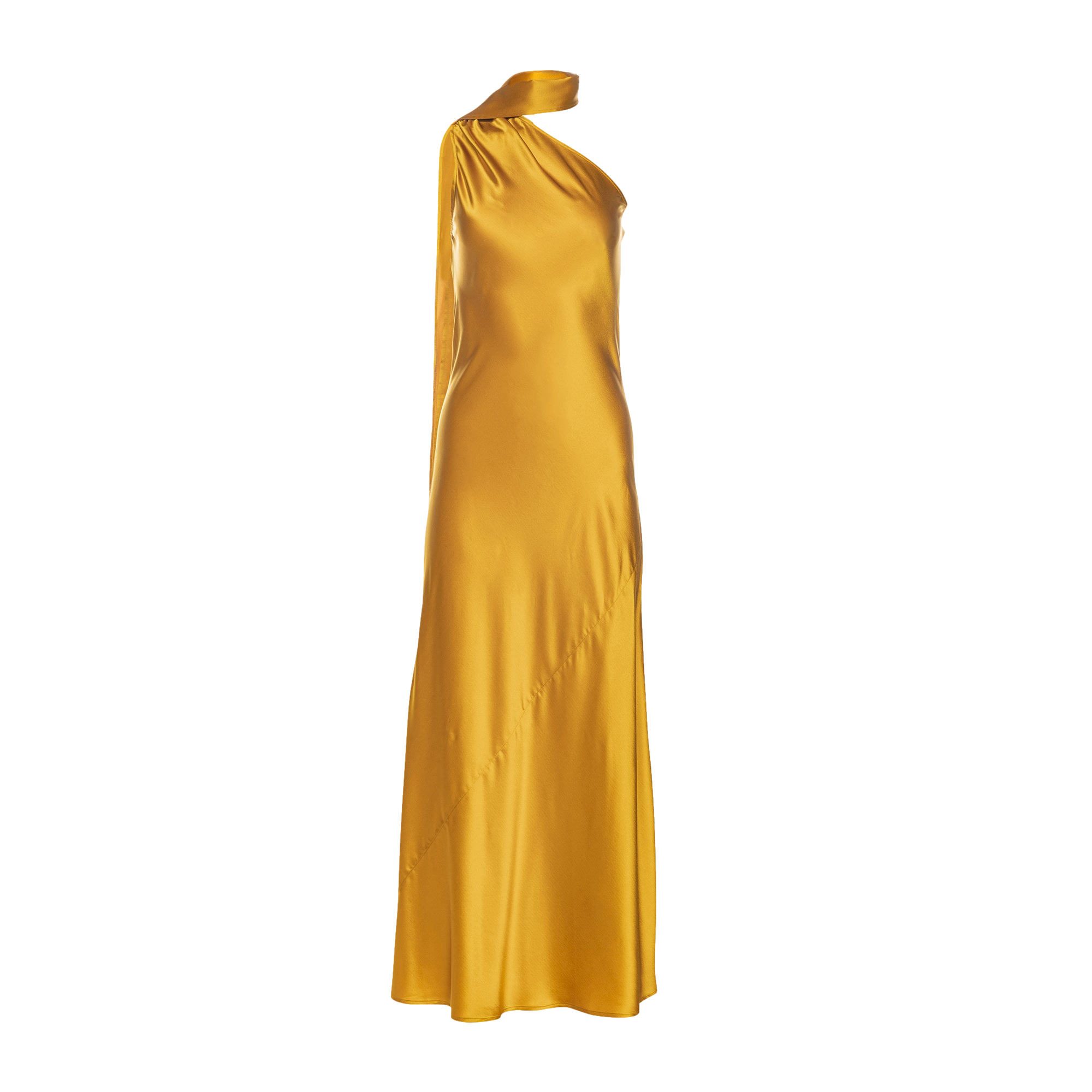 Vasiliki Amal Silk Slip Dress With Floral Corsage In Yellow