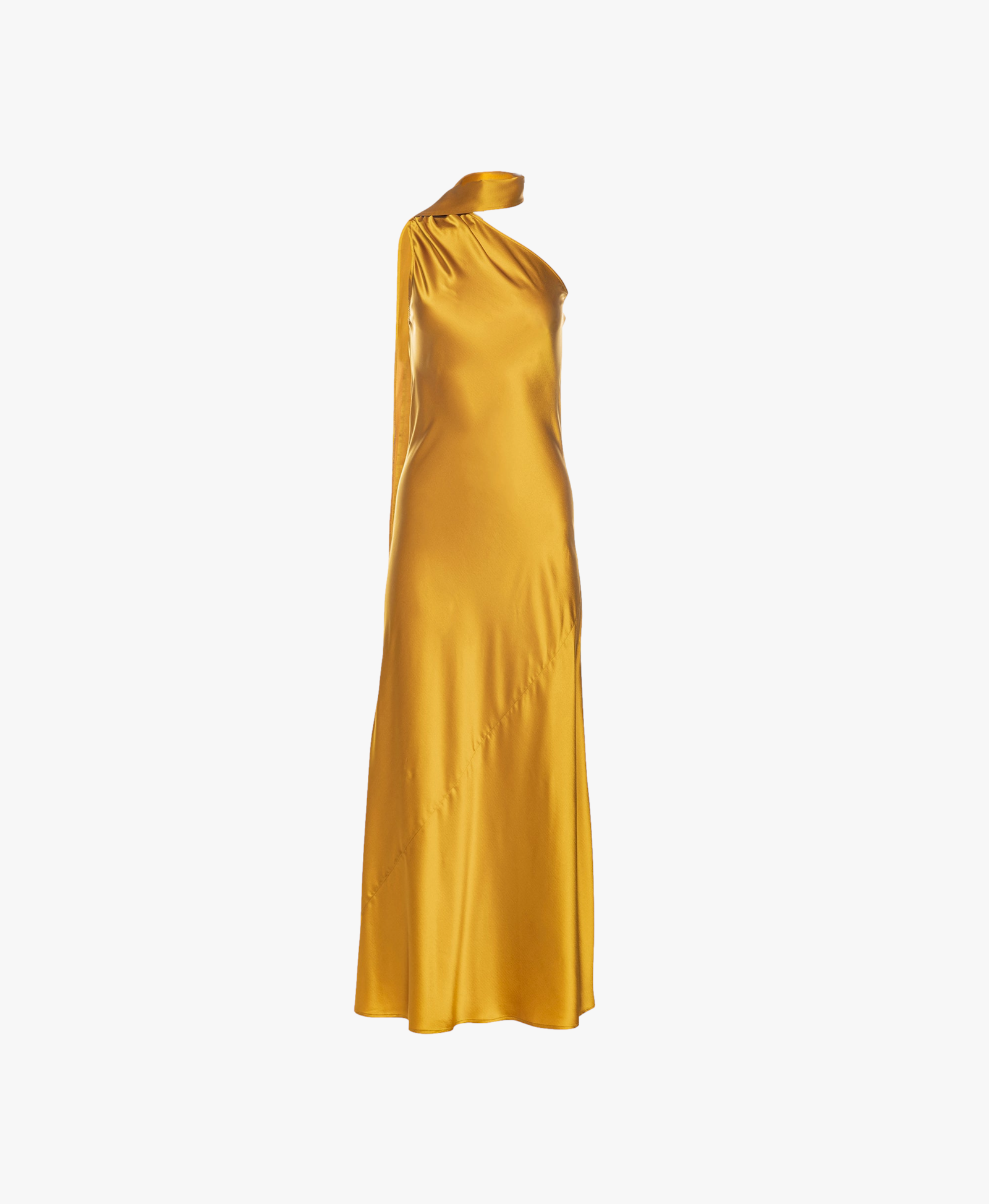 Amal Silk Slip Dress with Floral Corsage in Yellow made by Vasiliki