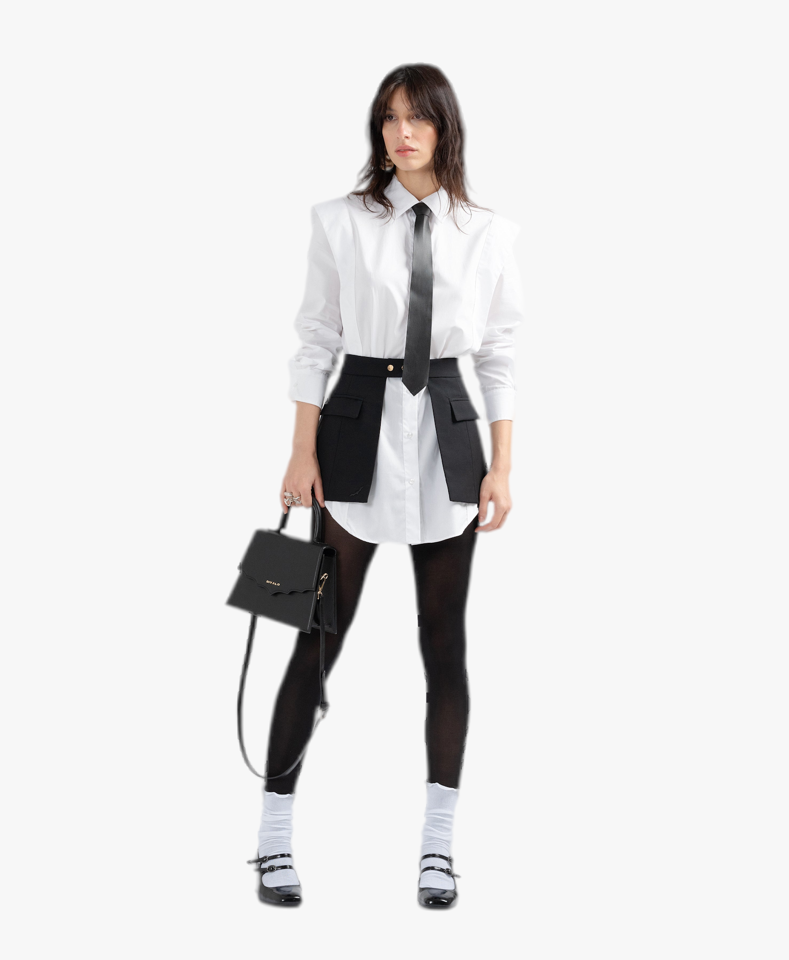 KEISD white wide shoulders shirt made by DIVALO