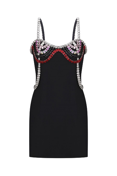 Nué Crystal-embellished Mini Dress In Black
