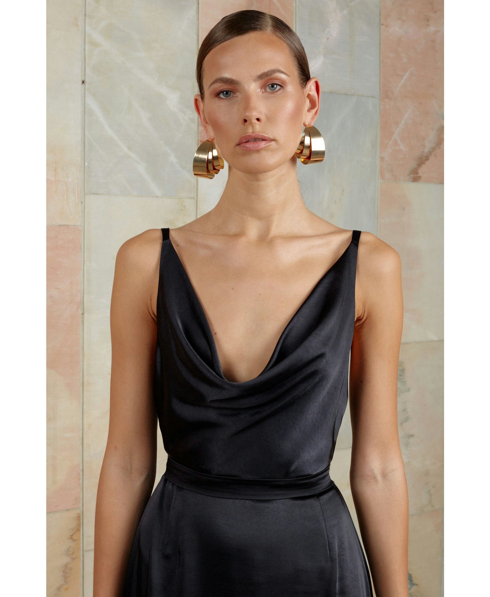 AMILA black open back maxi dress made by UNDRESS