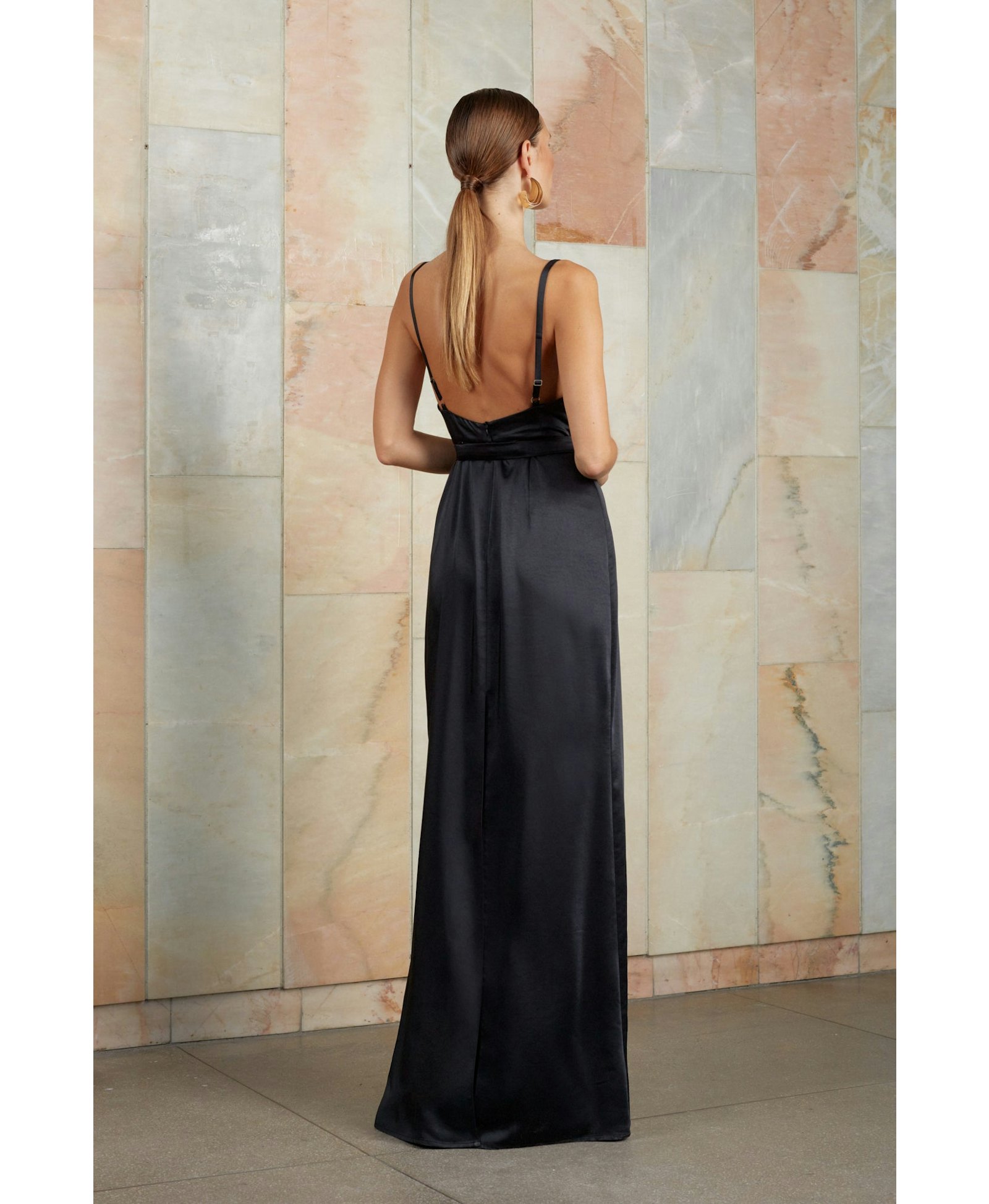 AMILA black open back maxi dress made by UNDRESS