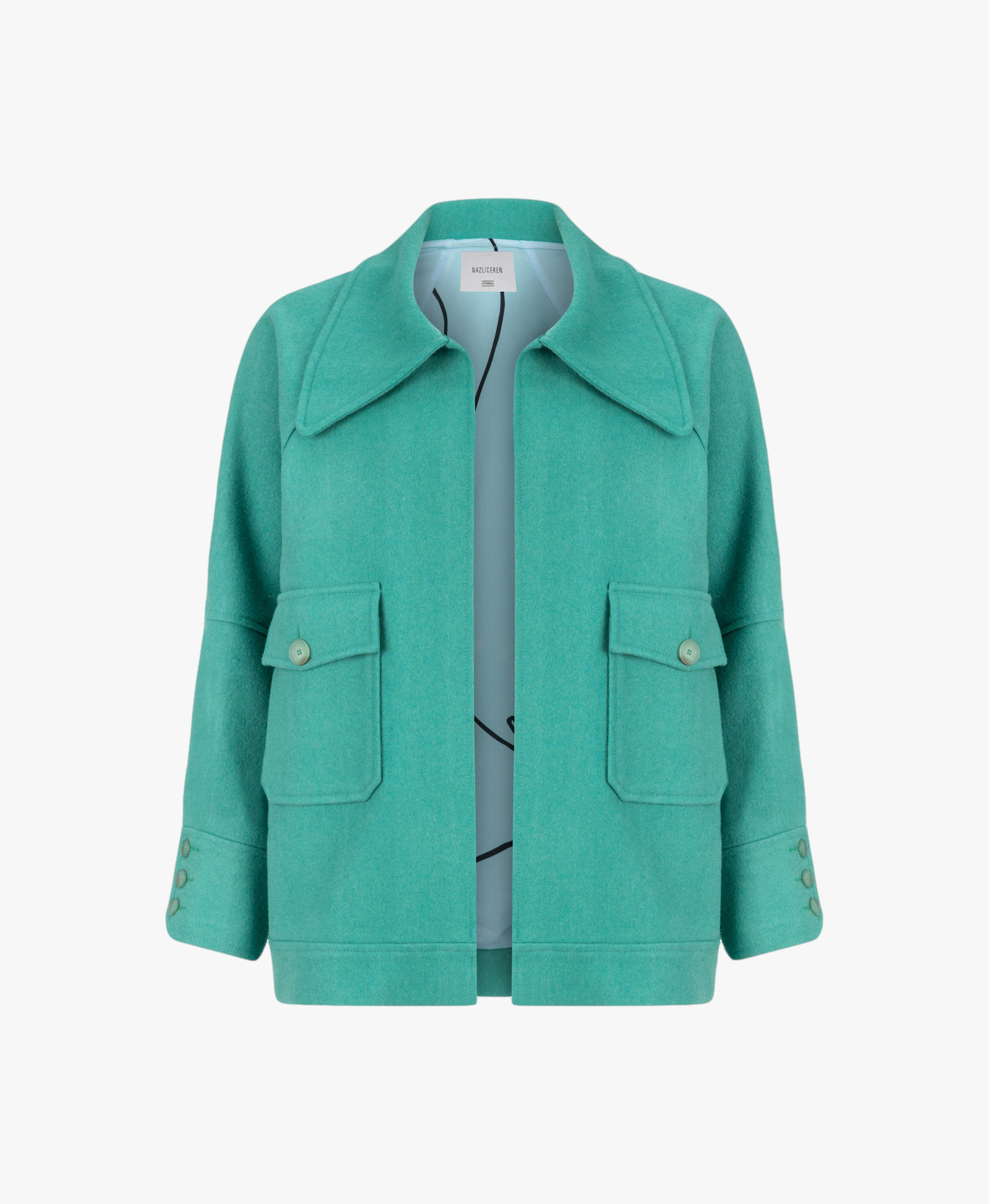 Terry Wool Blend Jacket in Green made by Nazli Ceren