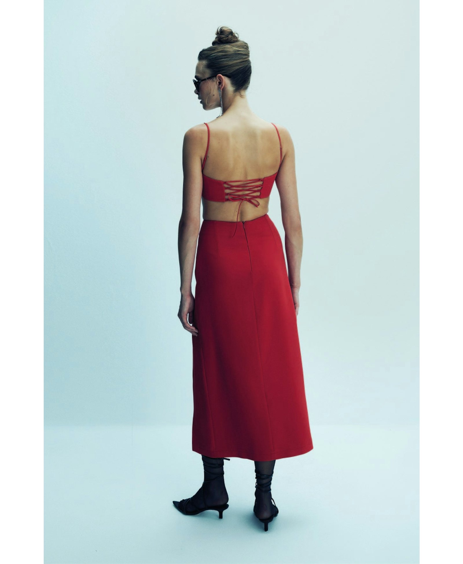 Lea Crepe Maxi Skirt in Paprika Red made by Nazli Ceren