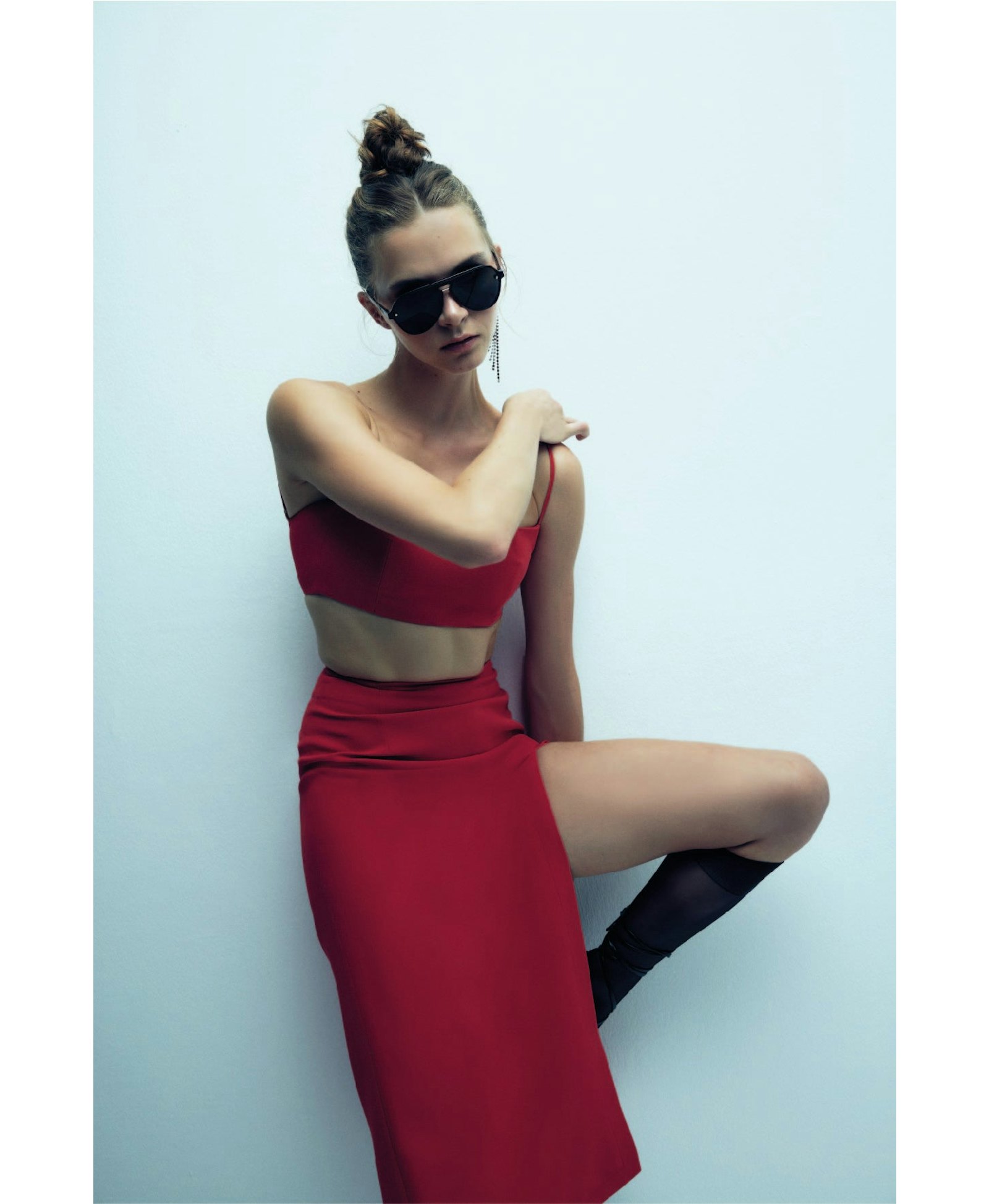 Lea Crepe Maxi Skirt in Paprika Red made by Nazli Ceren