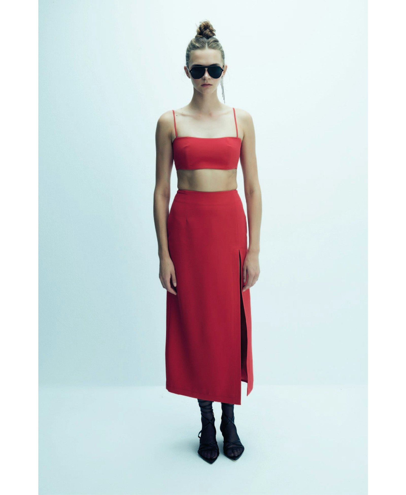Lea Crepe Maxi Skirt in Paprika Red made by Nazli Ceren