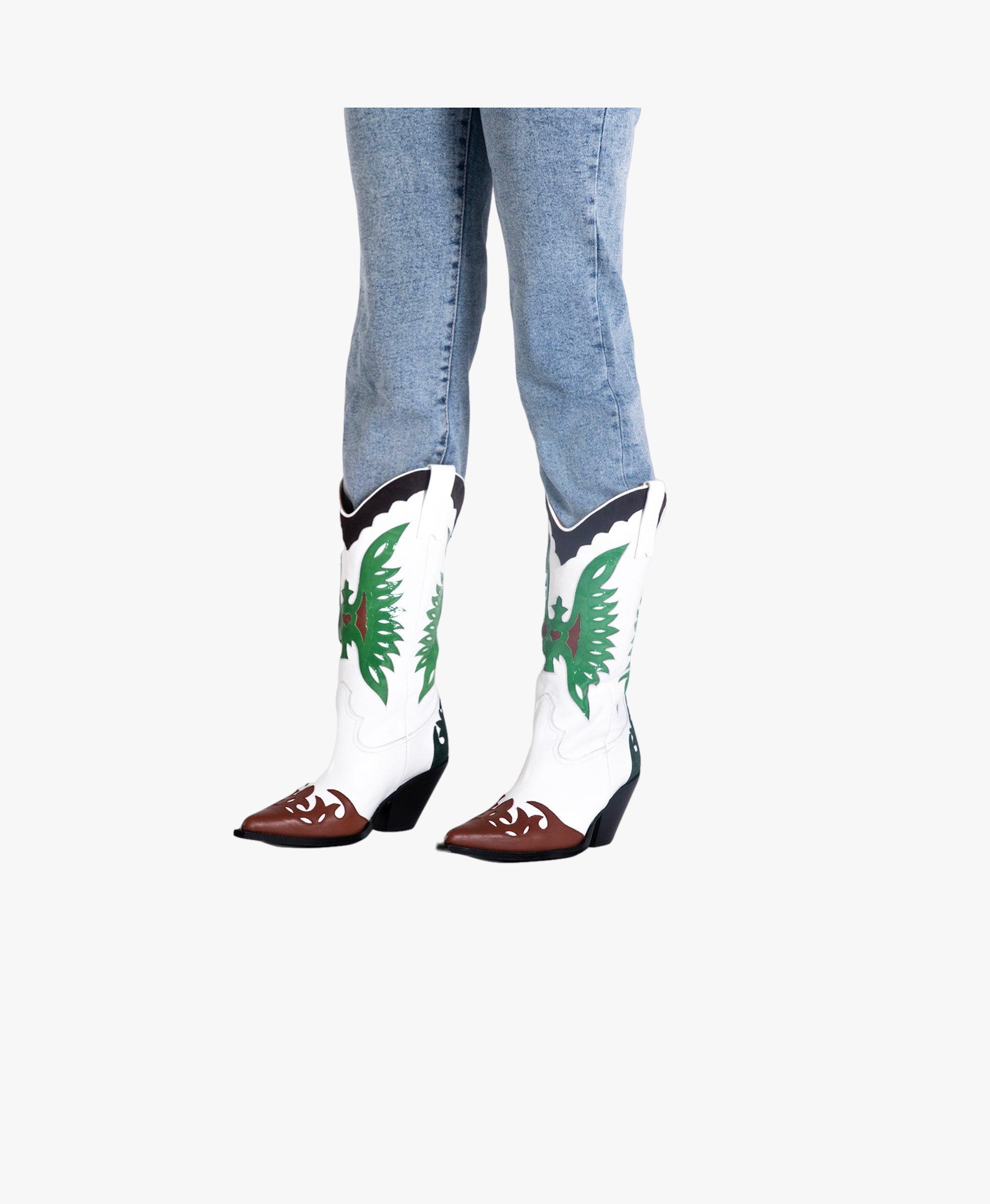 FAR WHITE AND GREEN BOOT in Multi color made by Toral