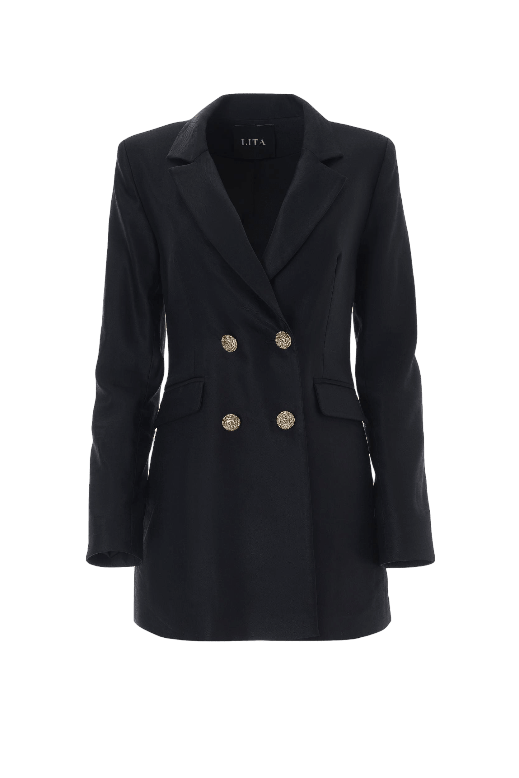 Lita Couture Double-breasted Jacket With Gold Buttons