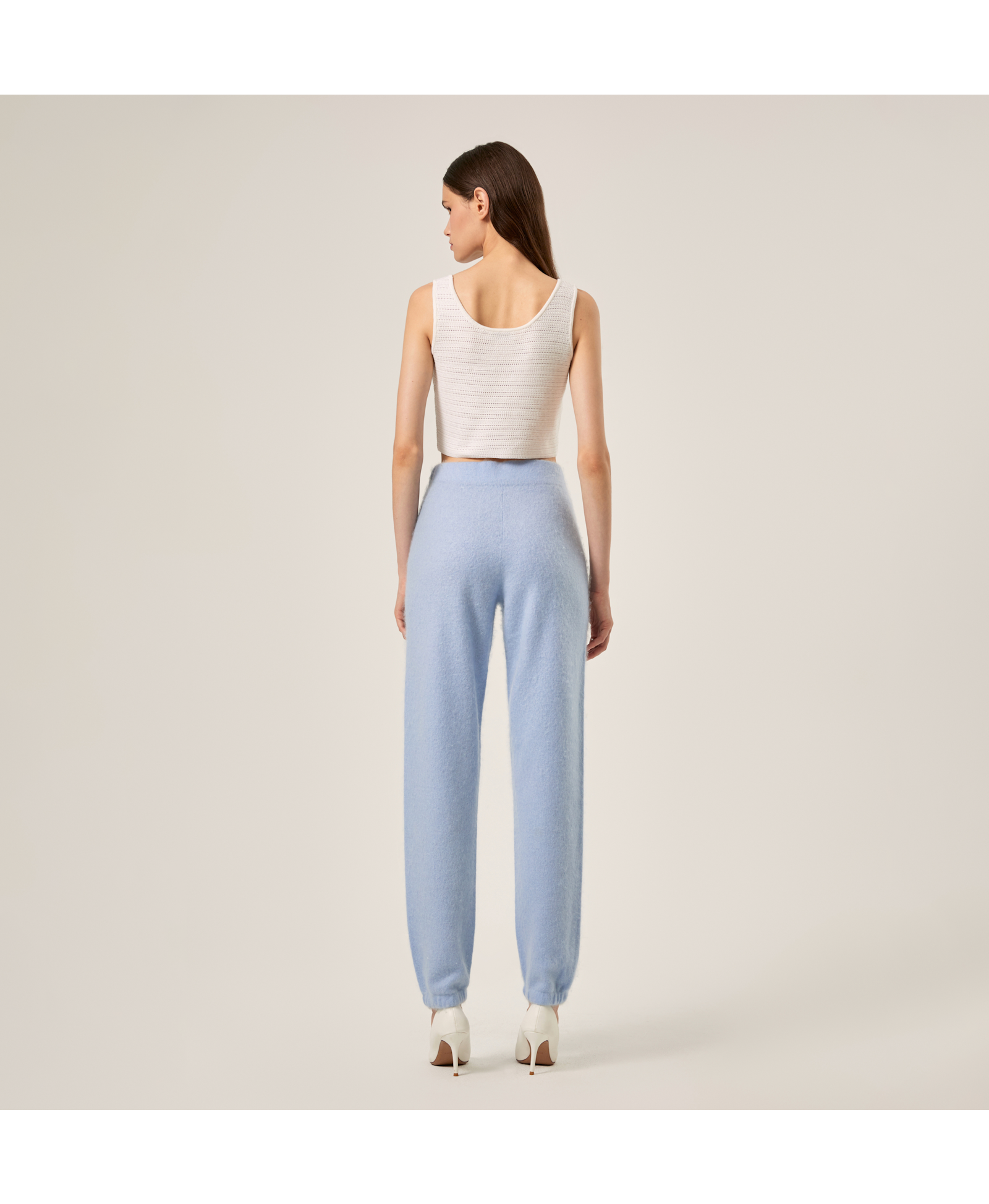 Fluffy Cashmere Jogger Pants in Blue made by CRUSH Collection