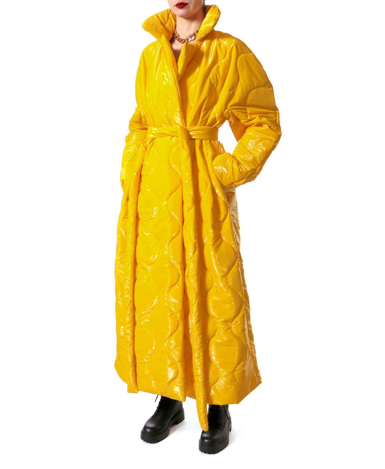 Coat Harlow Super Yellow in Yellow made by HALEWSKI
