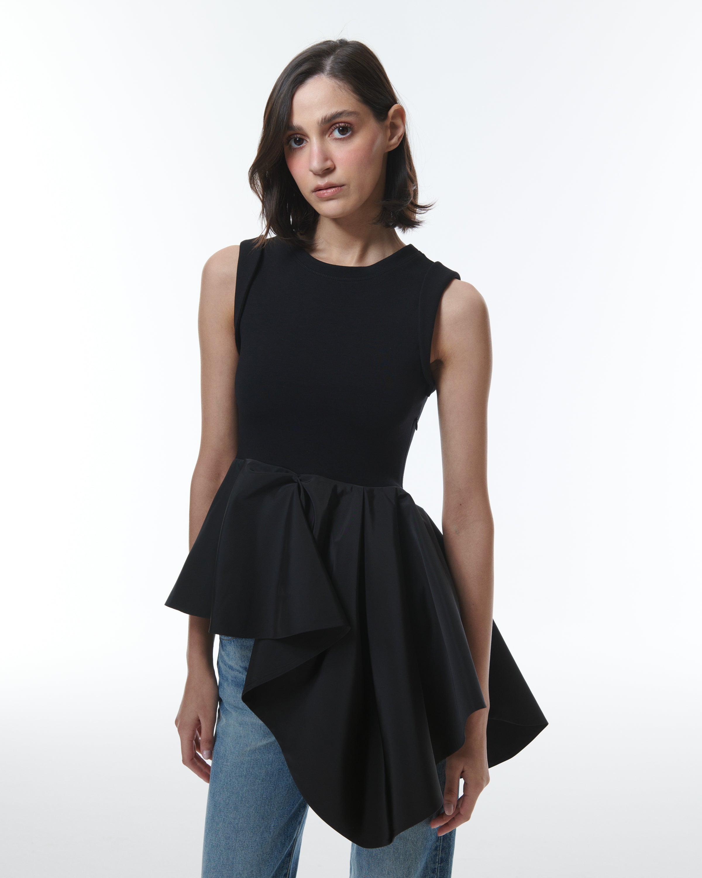 Shop Theo The Label Aphrodite Peplum Top In Black