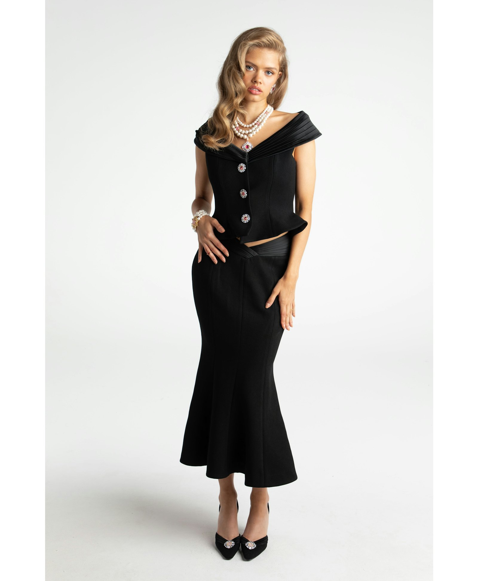 Belle Satin Top (Black) (Final Sale) in Black made by Nana Jacqueline