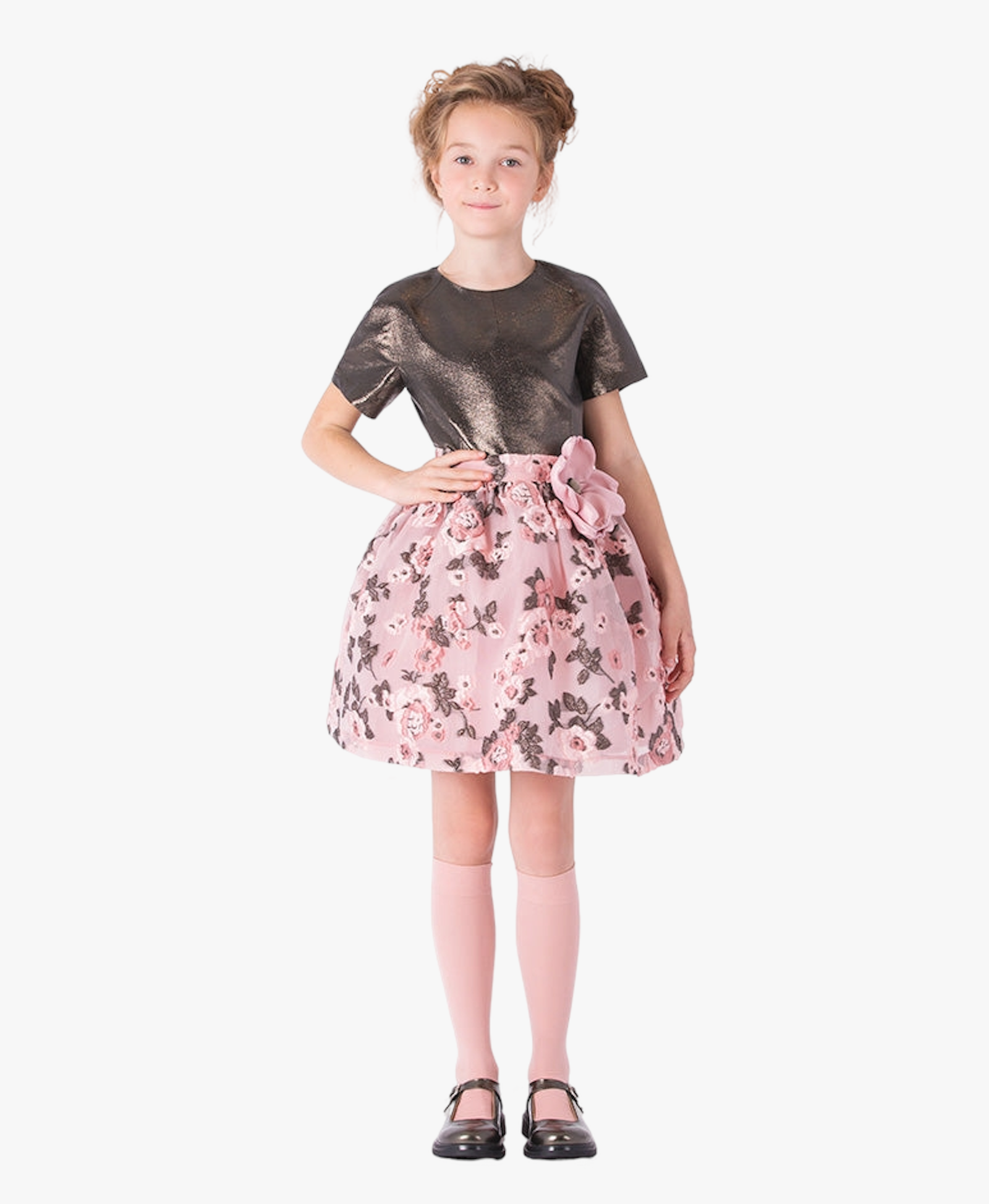 Jacquard Flowers Girls Outfit | 2 Pieces made by Mama Luma