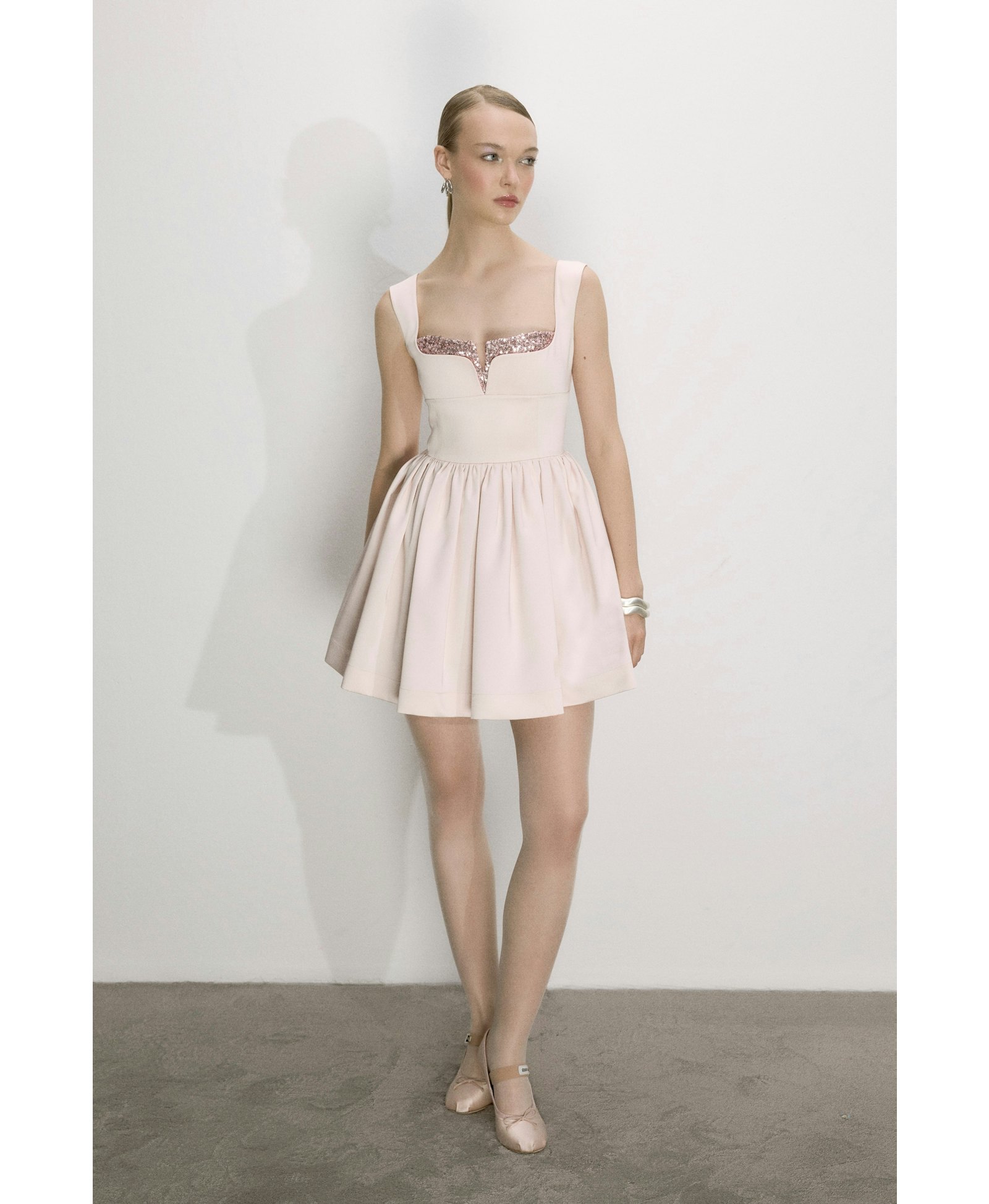 Leanne Satin Mini Dress In Sorbet made by Nazli Ceren
