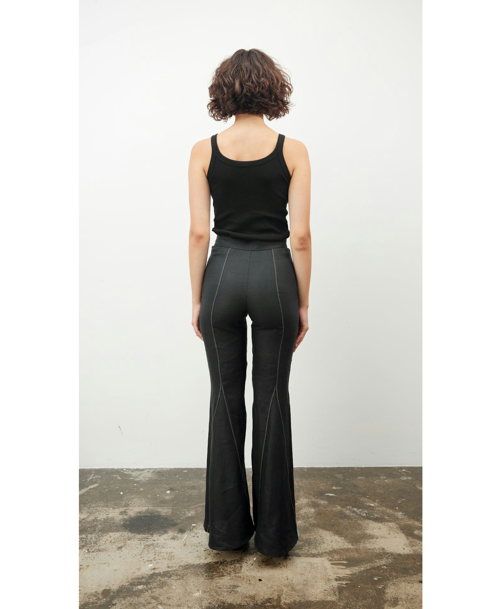 Black Zig-Zag Flare Pants made by Tamar Keburia