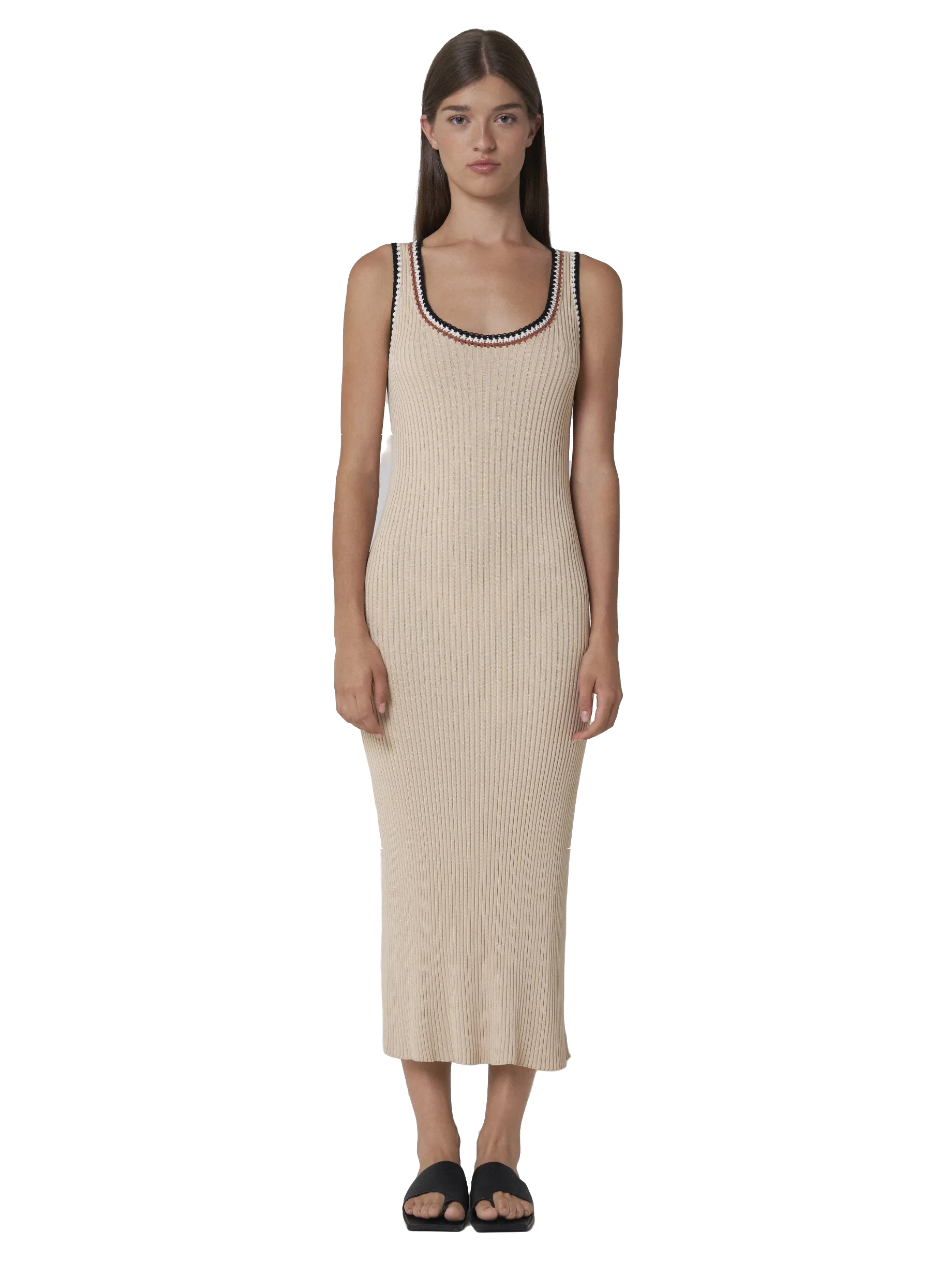 Leap Concept May Tencel Knitted Dress With Hand In Brown