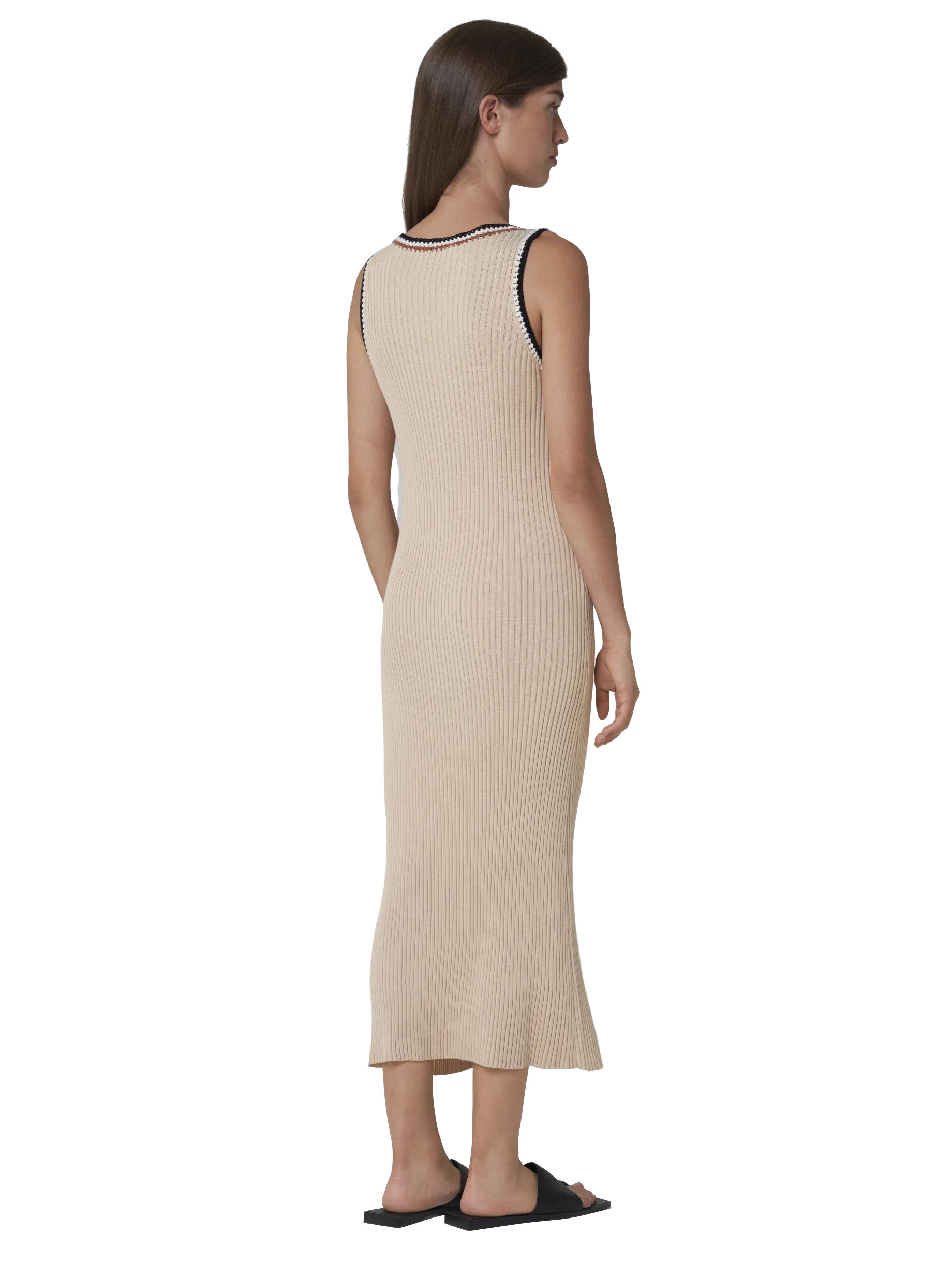 Shop Leap Concept May Tencel Knitted Dress With Hand In Beige