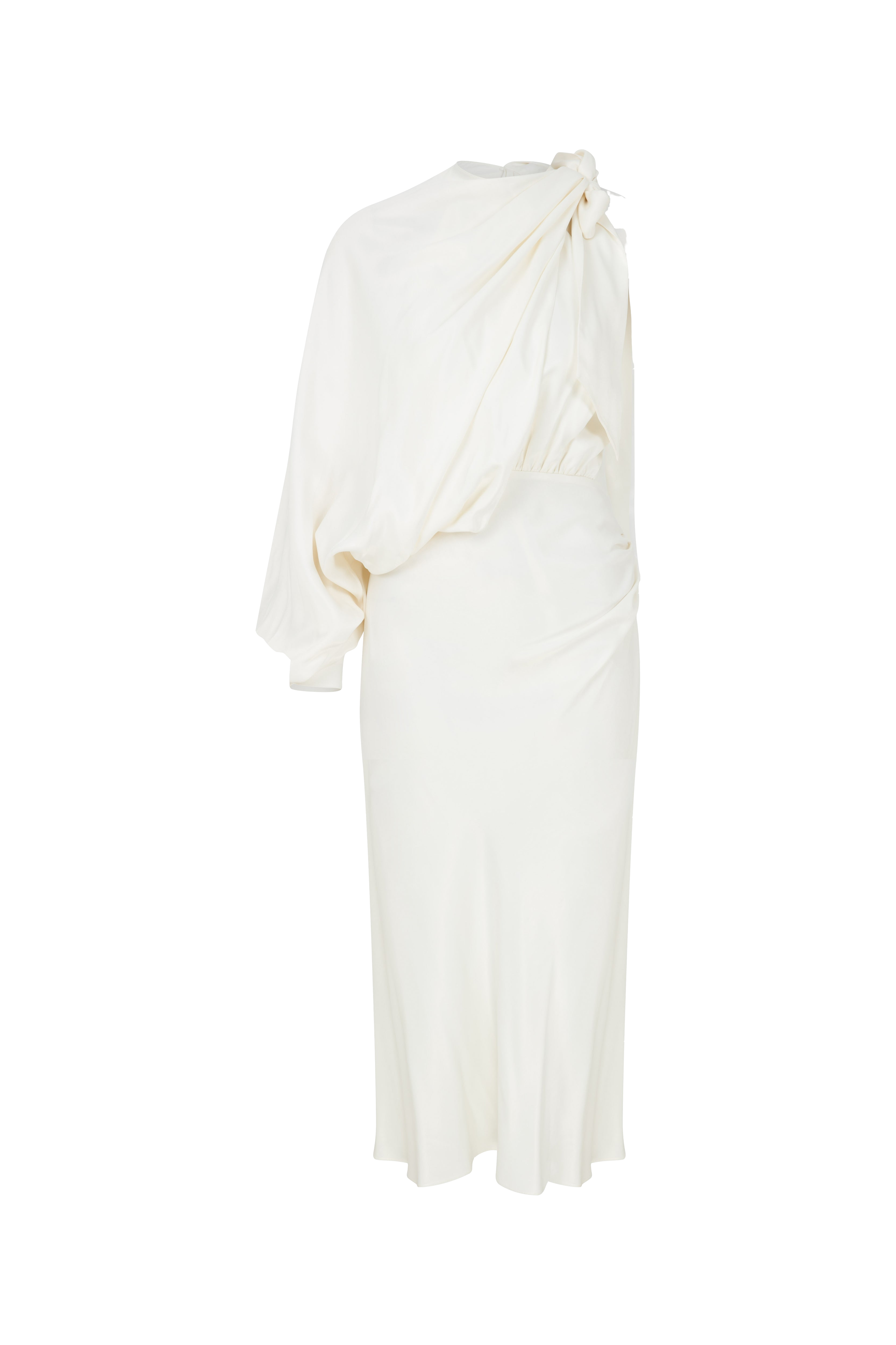 Nazli Ceren Emillien Asymmetric Satin Dress In White Swan
