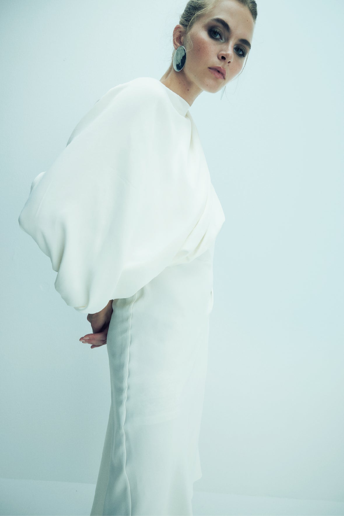 Shop Nazli Ceren Emillien Asymmetric Satin Dress In White Swan