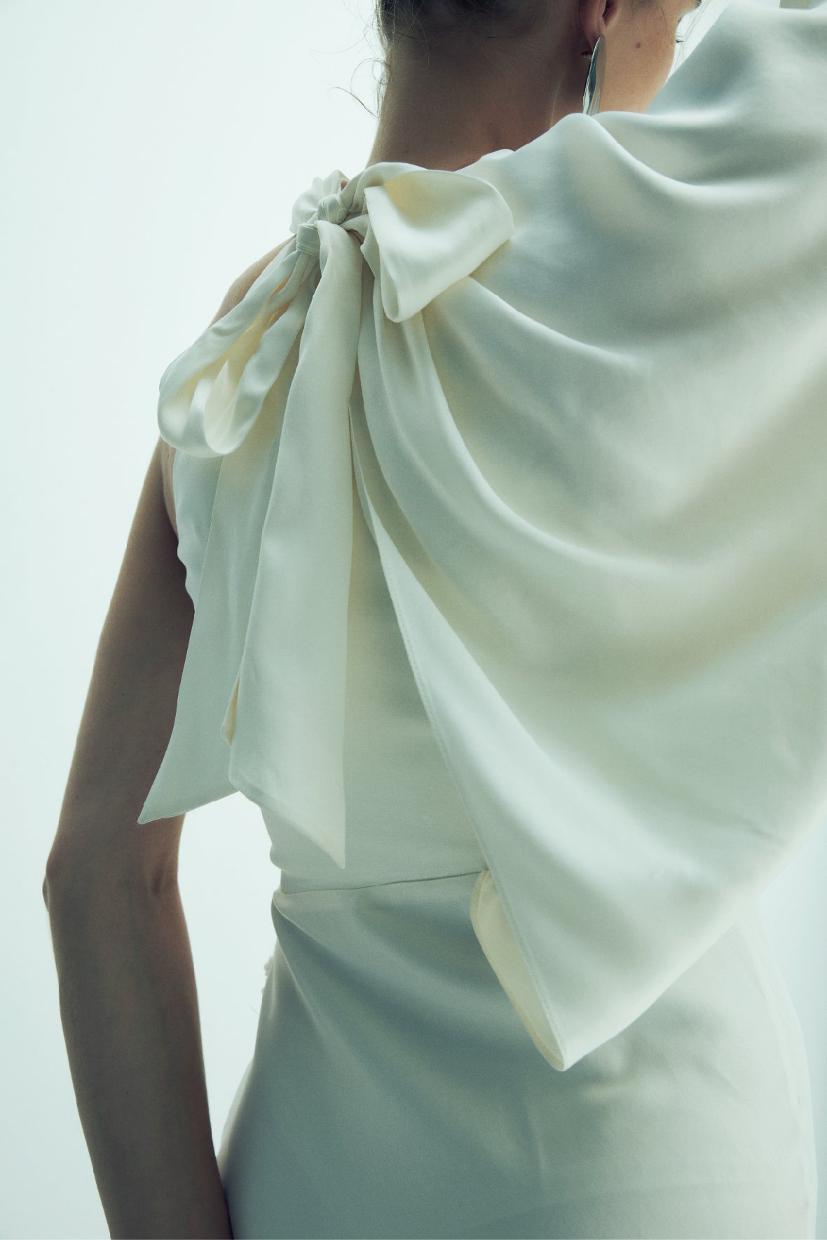 Shop Nazli Ceren Emillien Asymmetric Satin Dress In White Swan