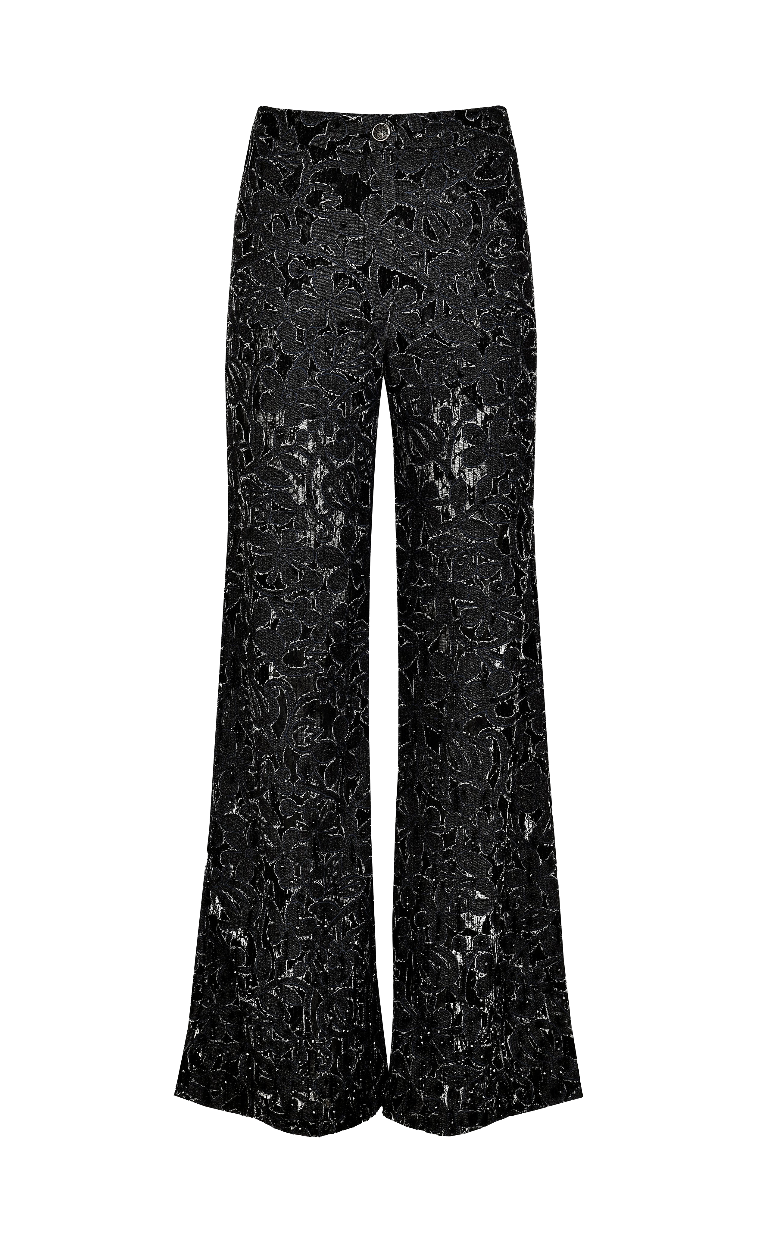 Shop Francesca Miranda Chloe Lace Denim Pants In Coal