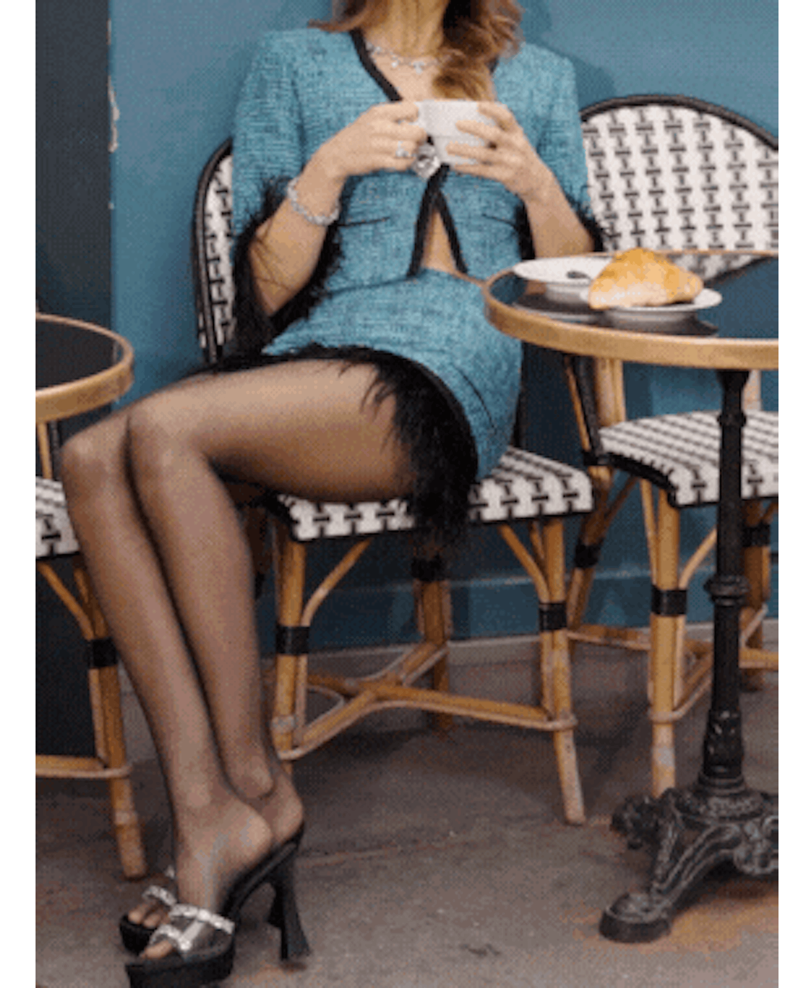 Daphne Feather Tweed Coat (Blue) made by Nana Jacqueline