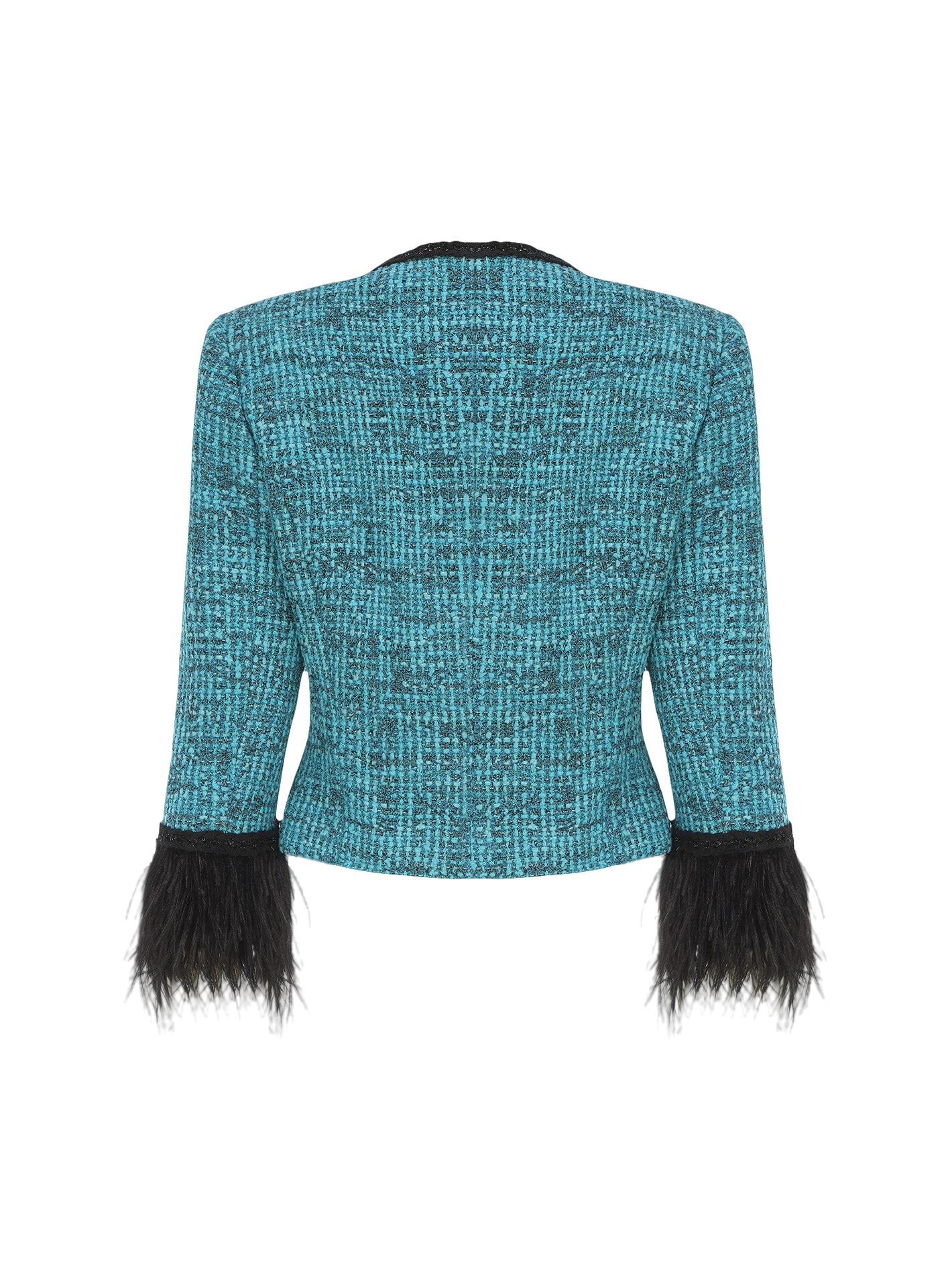 Shop Nana Jacqueline Daphne Feather Tweed Coat (blue)