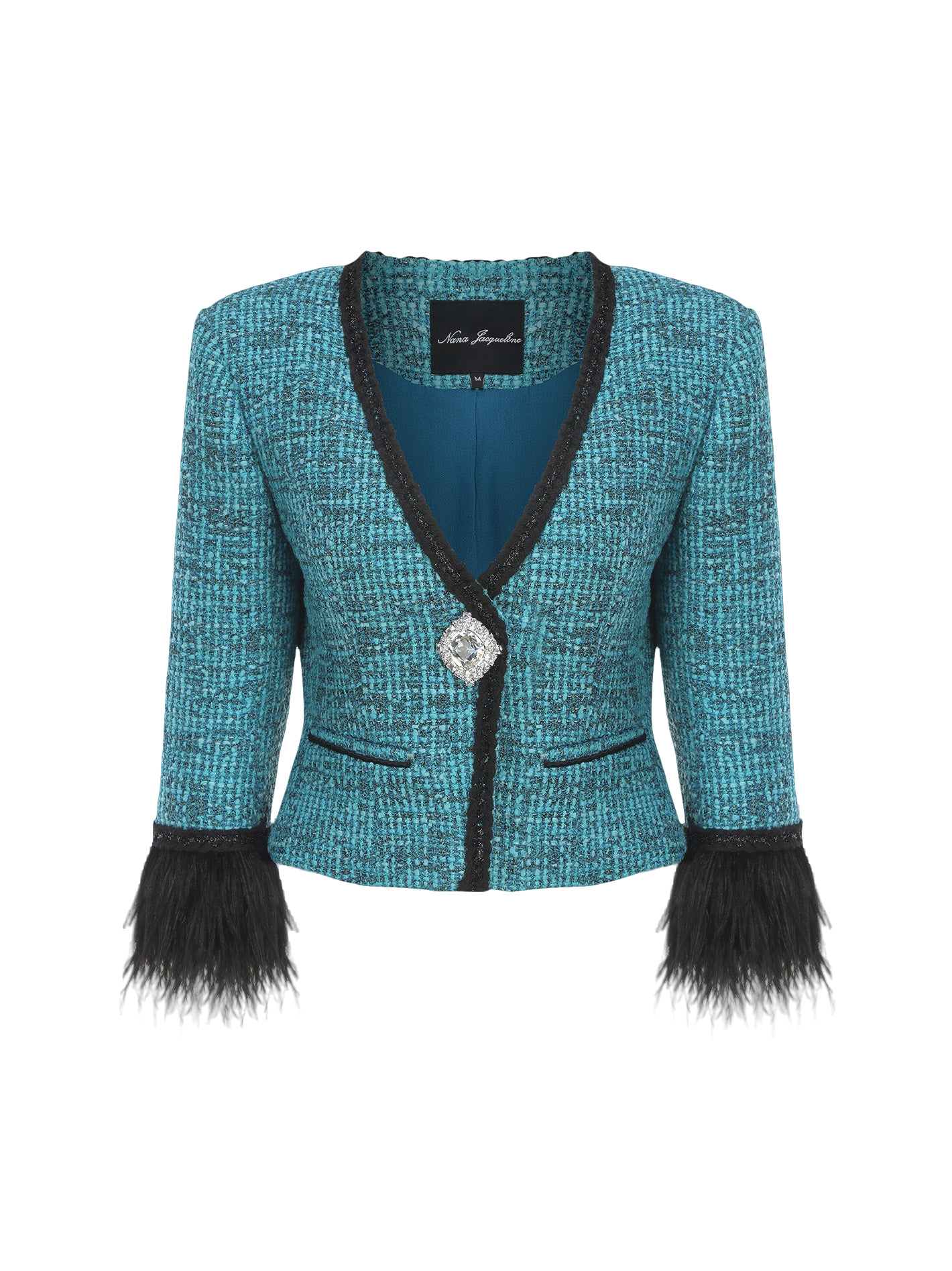 Nana Jacqueline Daphne Feather Tweed Coat (blue)