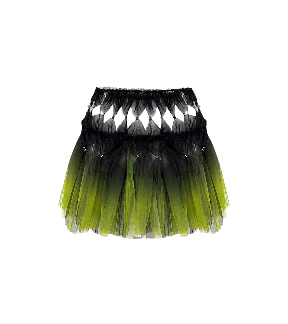Sudietuz Gradient Tulle Skirt With Spike Embellishments