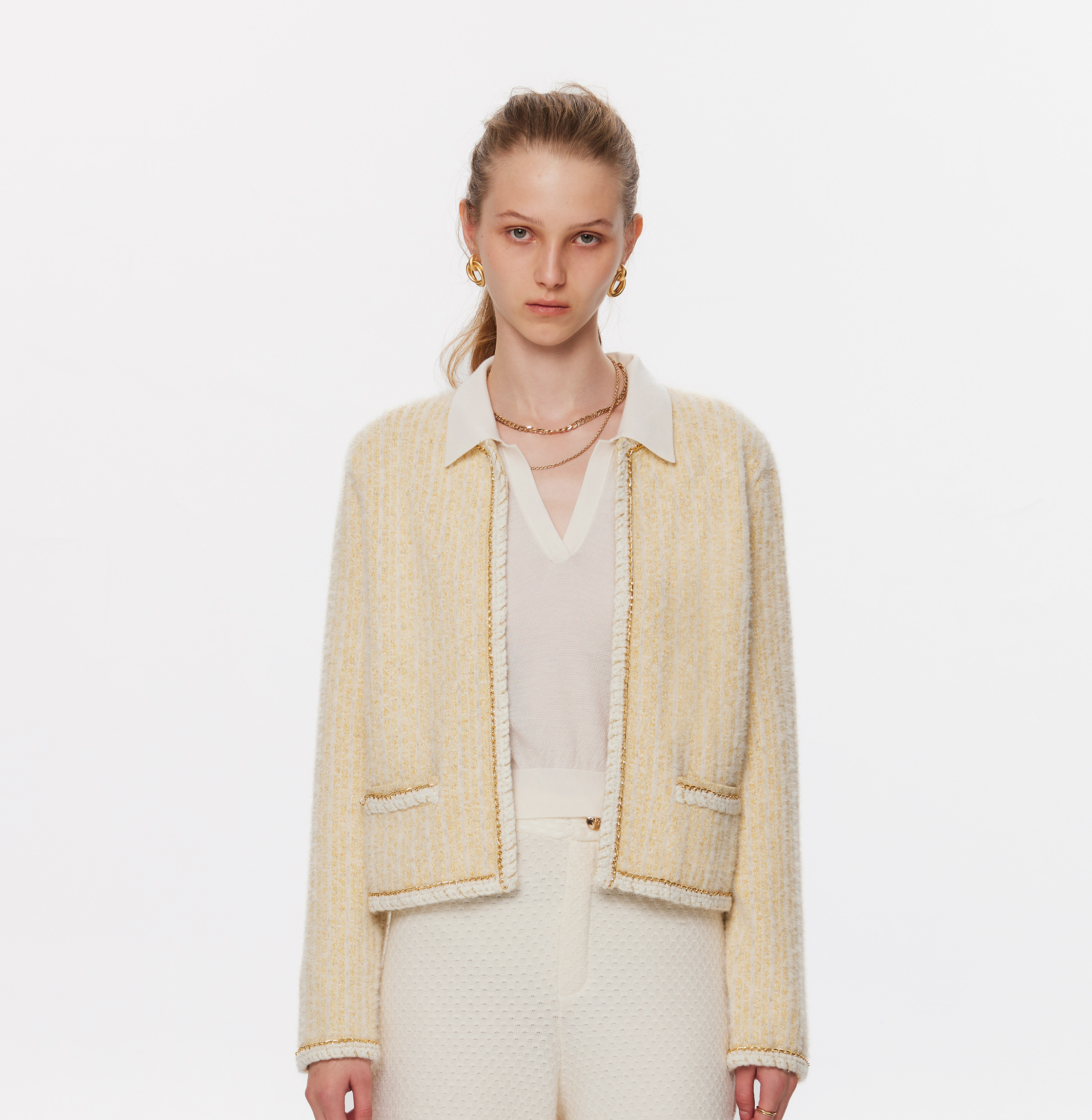 CRUSH COLLECTION BOUCLÉ JACQUARD CLASSIC JACKET 