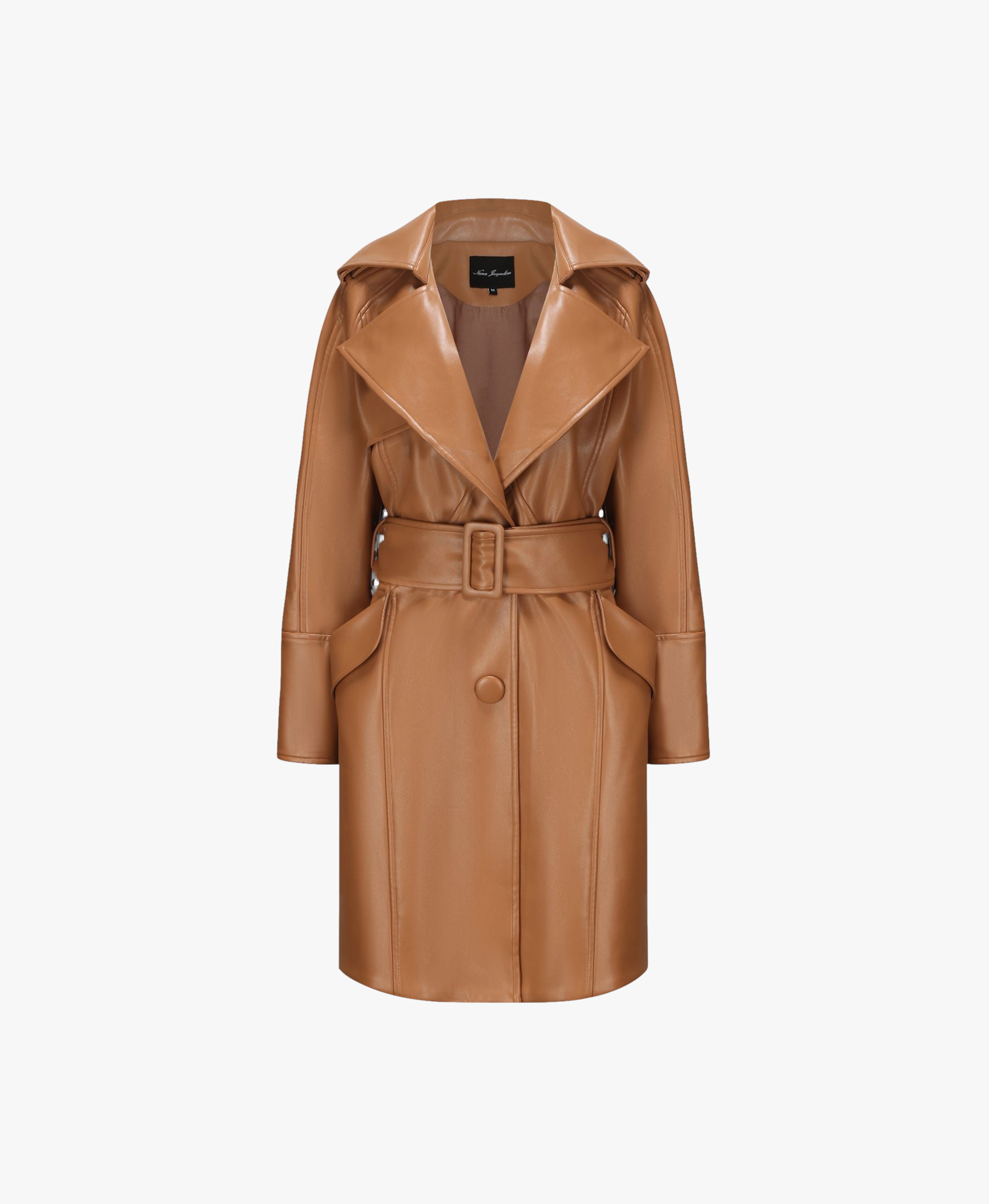 Keira Leather Trench Coat (Brown) (Final Sale) in Brown made by Nana Jacqueline