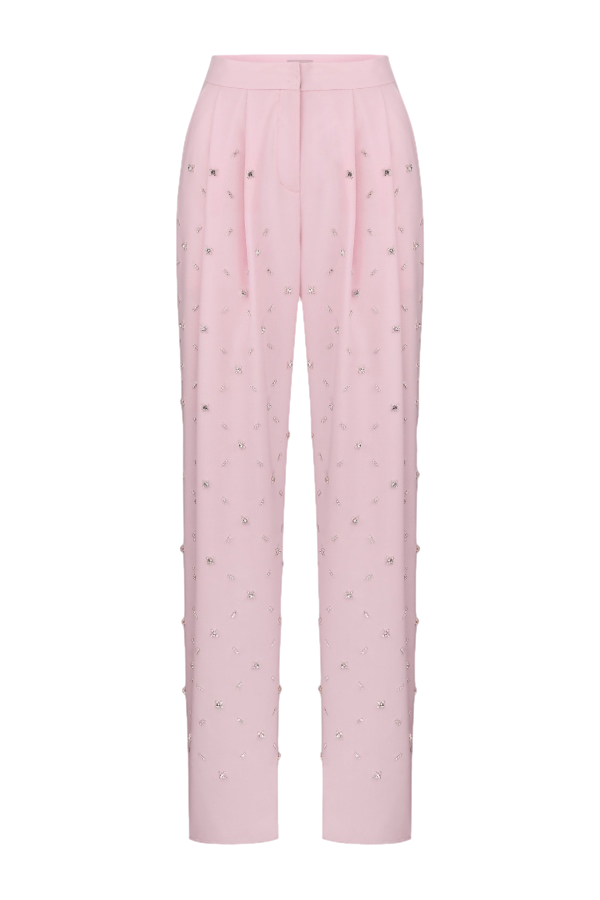 Nué Rose Quarz Embroidered Trousers In Pink