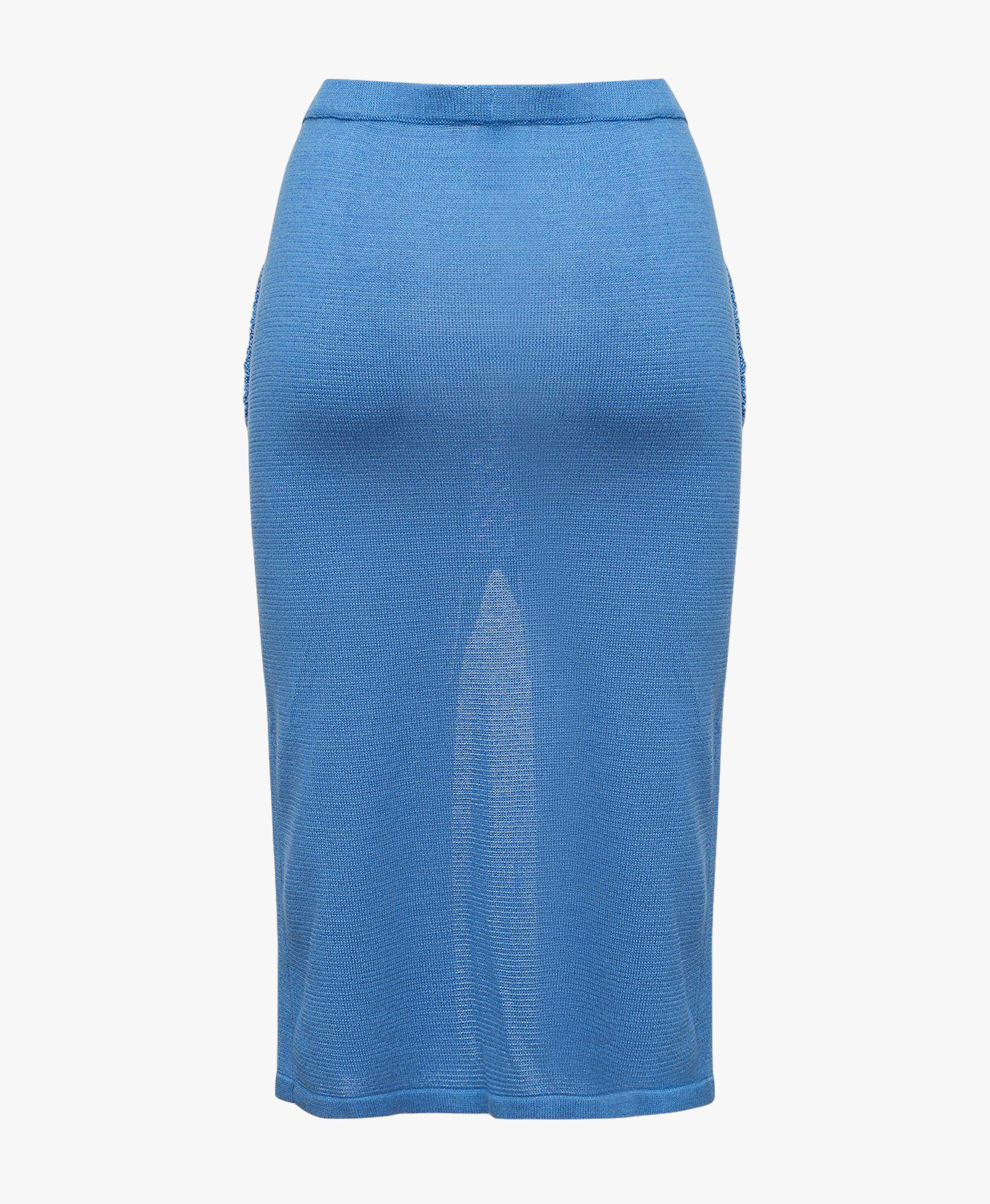 Blue knit skirt with crochet pockets made by ANDREEVA