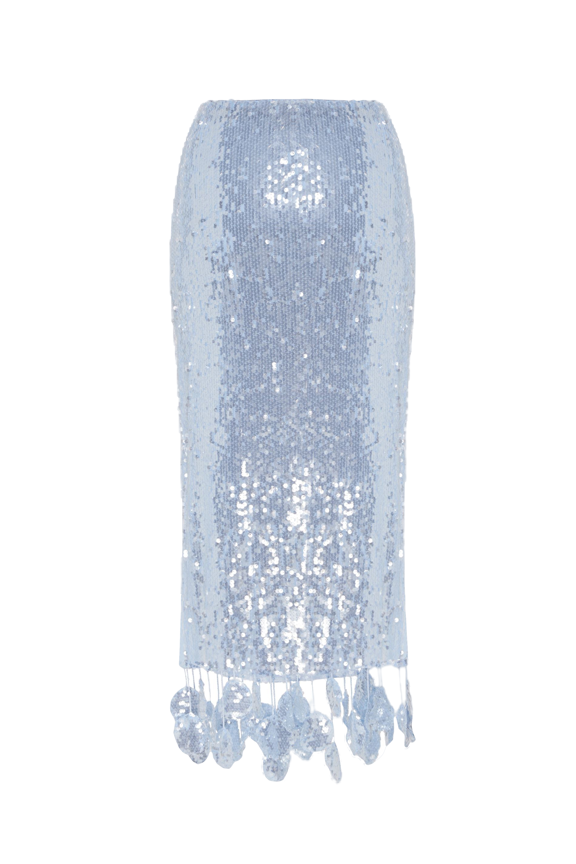 Shop Malva Florea Sequin Midi Skirt In Light Blue