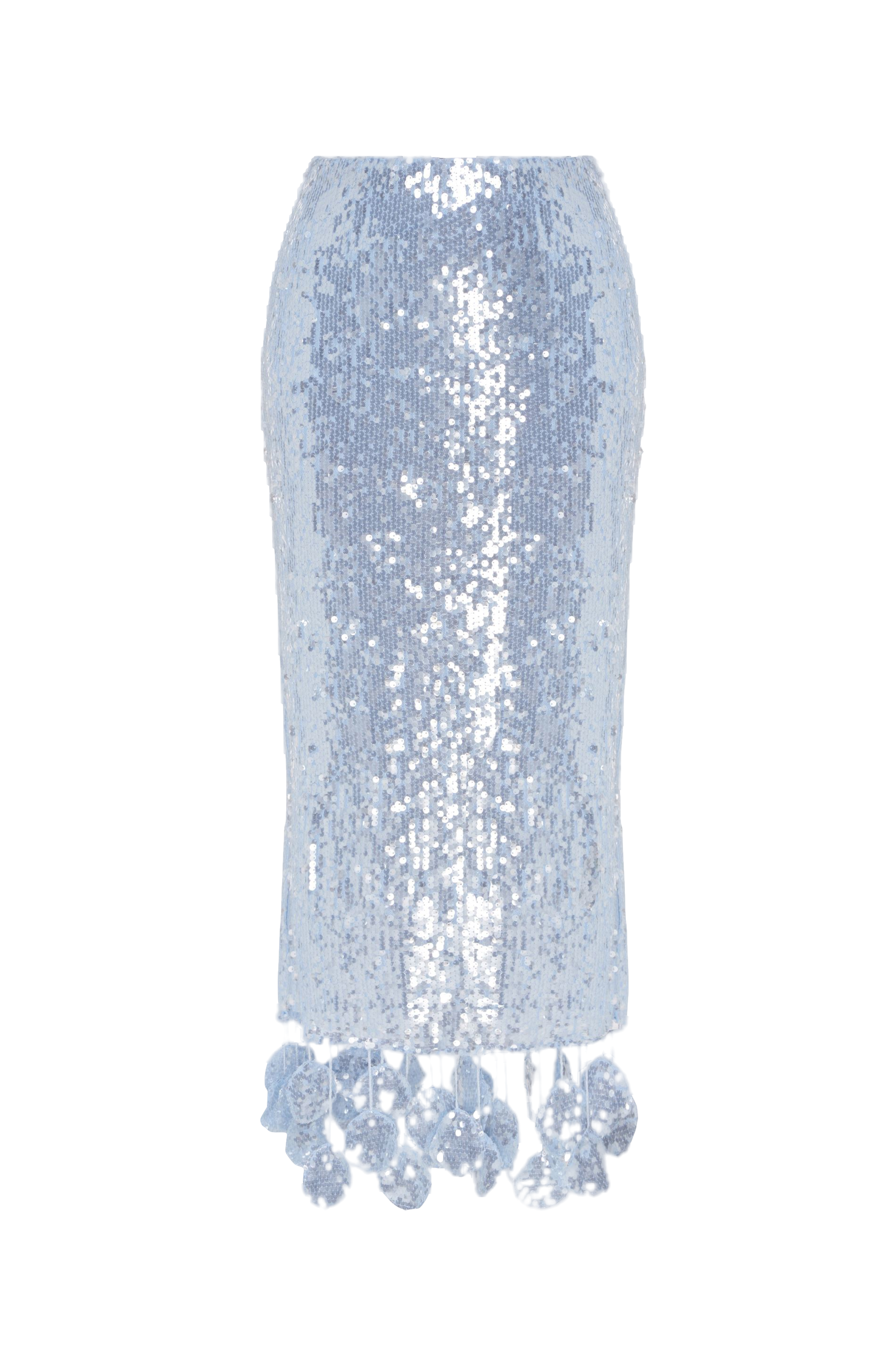 Malva Florea Sequin Midi Skirt In Light Blue