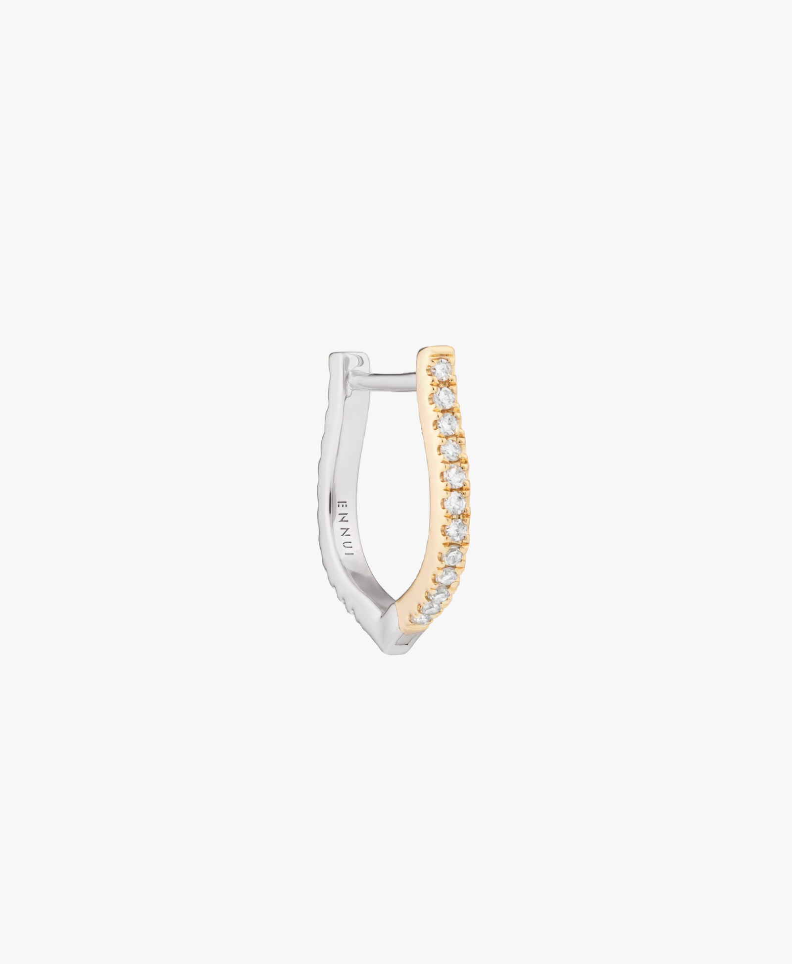 HORSESHOE HOOP WHITE DIAMOND & YELLOW/WHITE GOLD - 14mm made by ENNUI