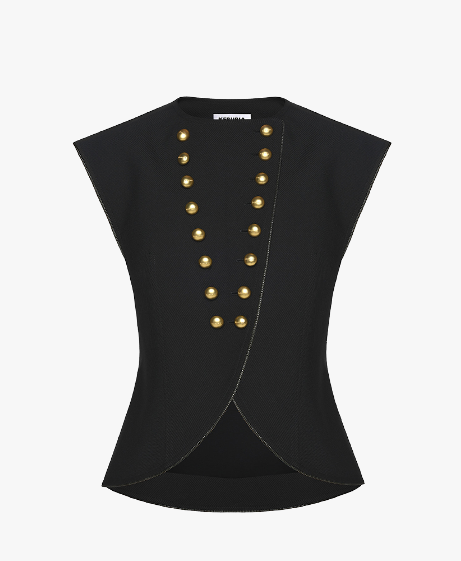 BUTTON EMBELLISHED LONGLINE VEST made by KEBURIA