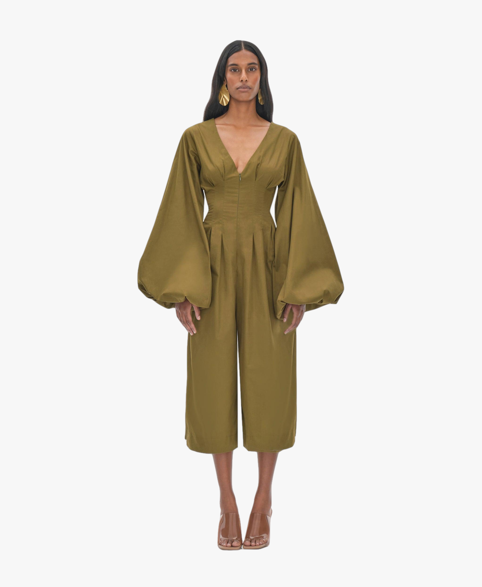 NIA CULOTTE OLIVE JUMPSUIT made by Andrea Iyamah