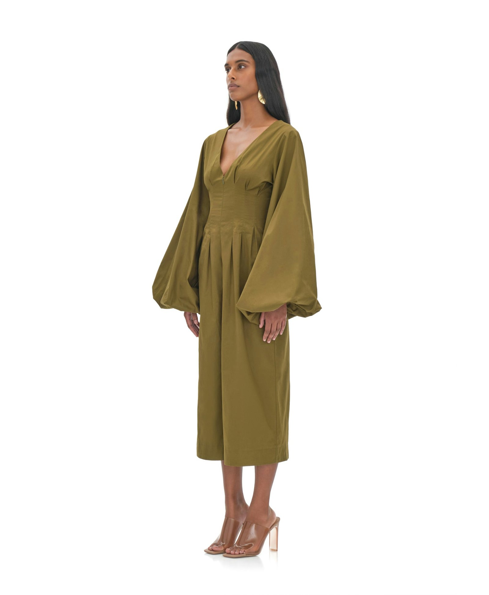 NIA CULOTTE OLIVE JUMPSUIT made by Andrea Iyamah