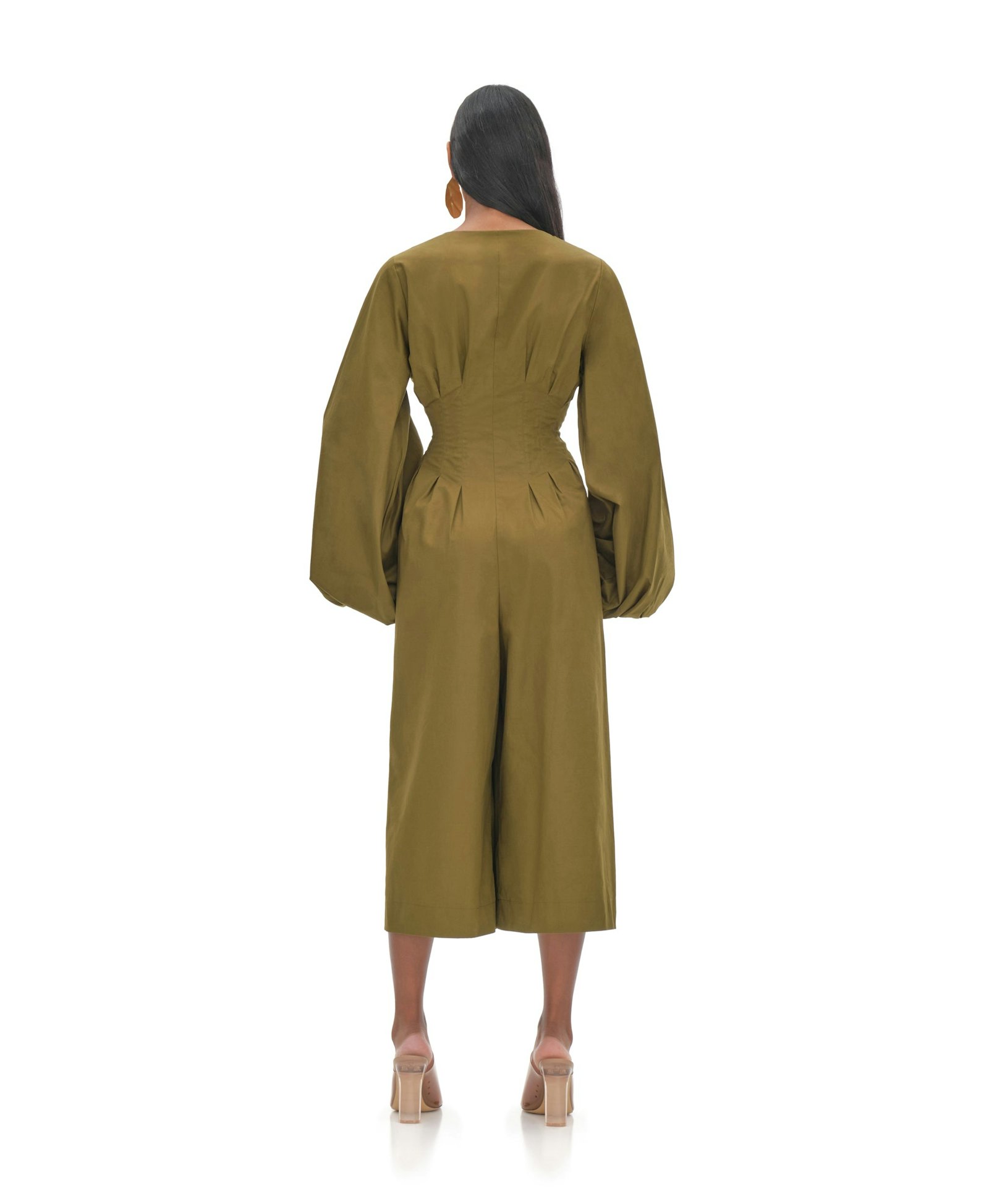 NIA CULOTTE OLIVE JUMPSUIT made by Andrea Iyamah