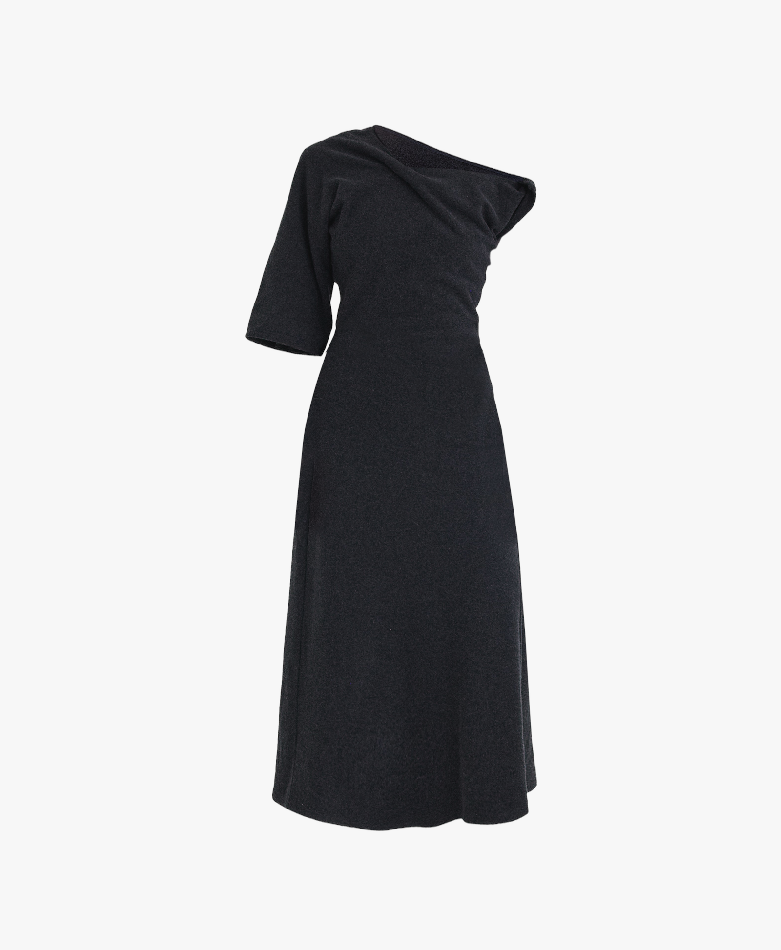 FLEECE ASYMMETRICAL STRUCTURED KNITTED WOOL DRESS made by YIBRI