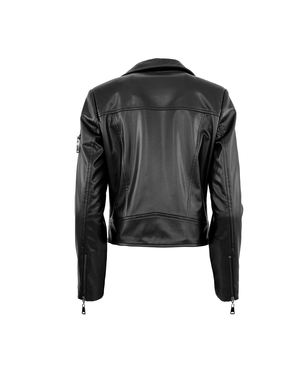 Shop Theo The Label Hera Vegan Leather Biker Jacket In Black
