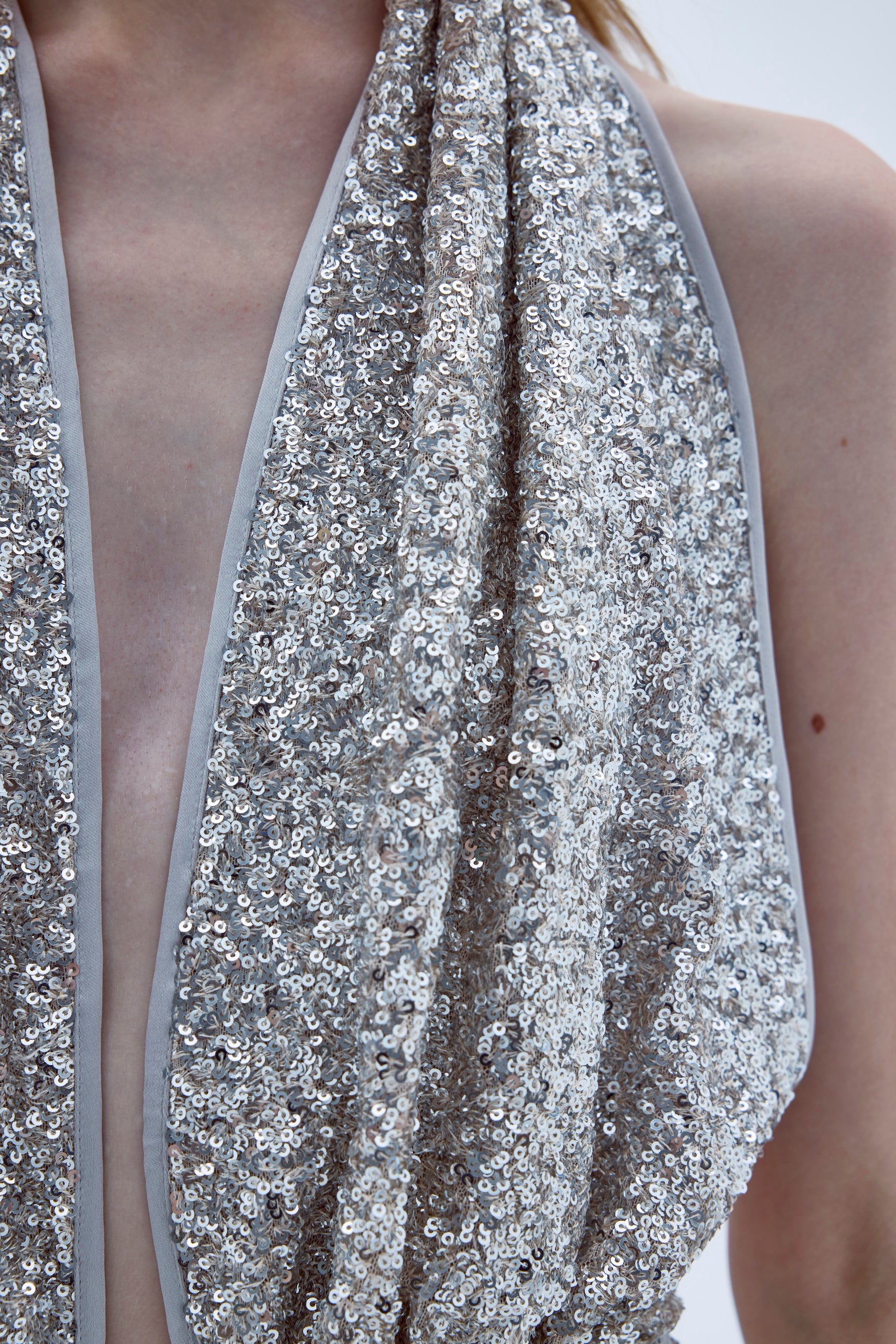 Shop Nazli Ceren Ines Dress In Sequin In Cloud Grey