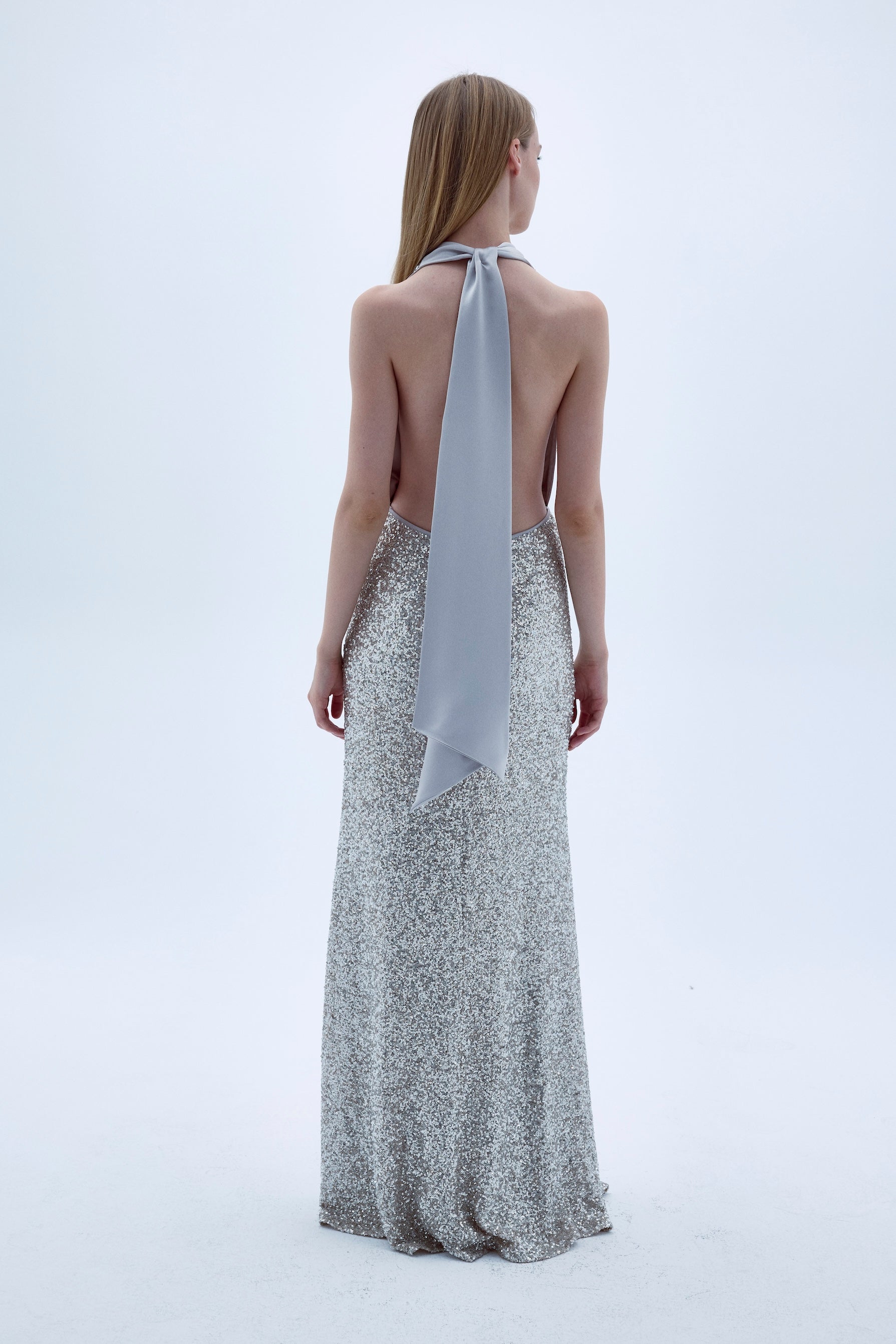 Shop Nazli Ceren Ines Dress In Sequin In Cloud Grey