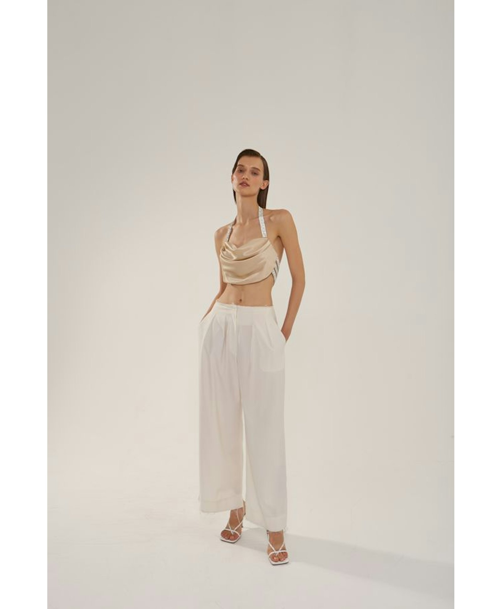 Silk top with crystal ribbons made by NUÉ