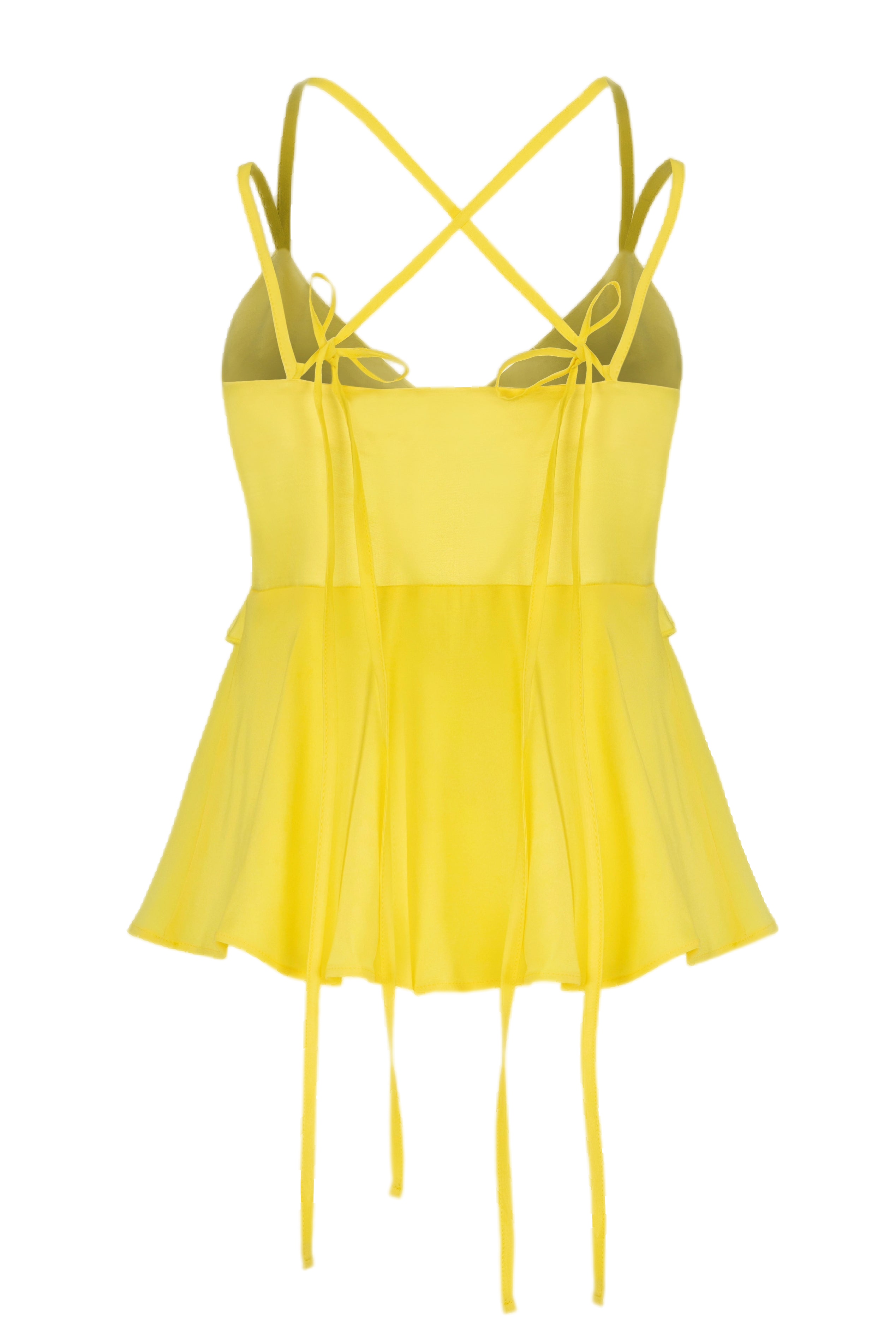 Shop Jaaf Ruffled Silk Top In Lemon Yellow