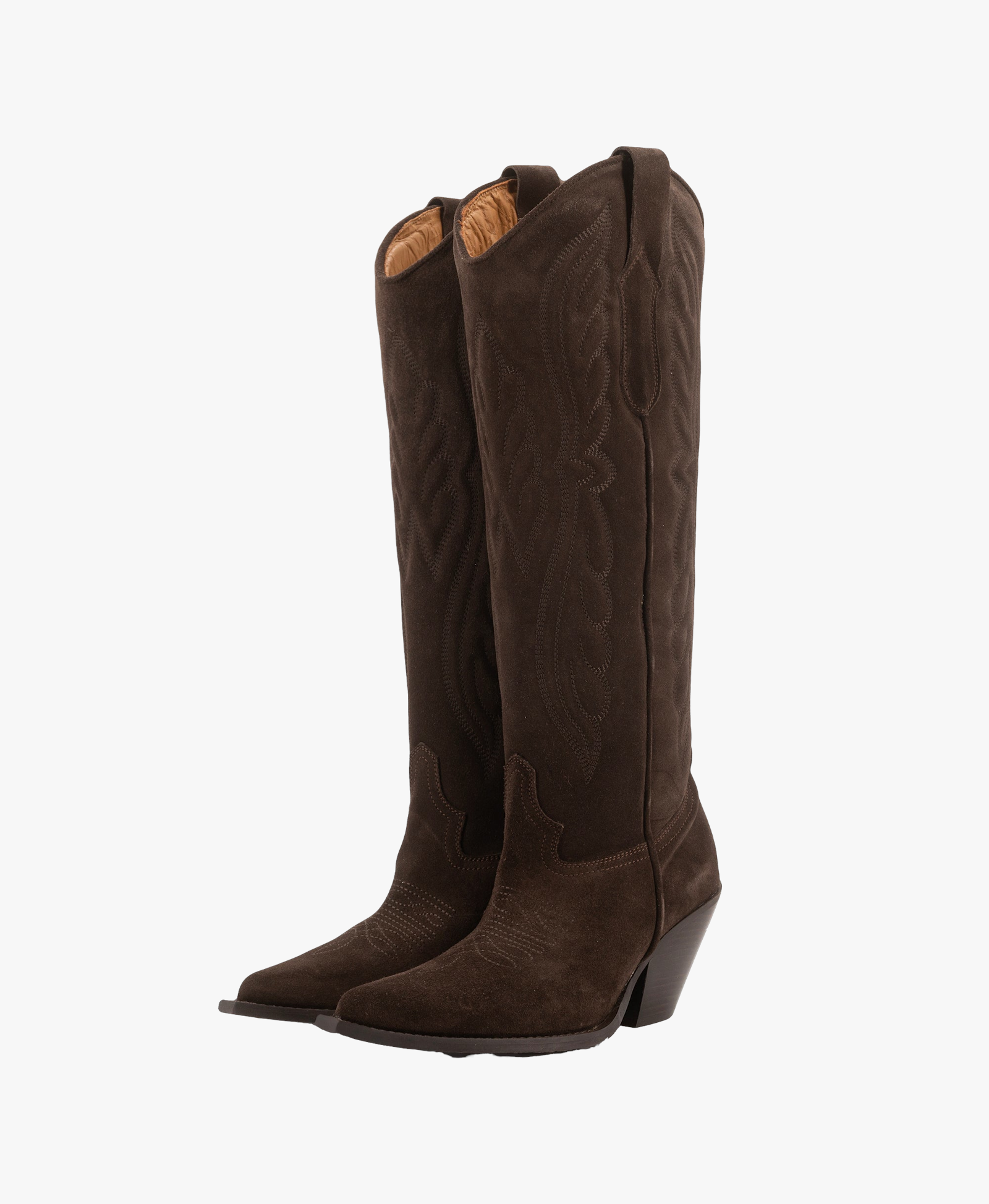 BROWN KNEE-HIGH SUEDE BOOTS made by Toral
